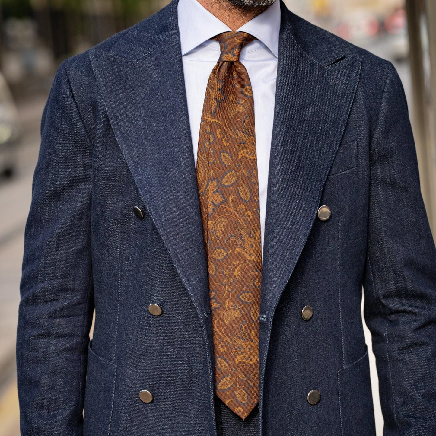Borromeo - Printed Madder Silk Tie - Pecan Brown - My Men's Shop