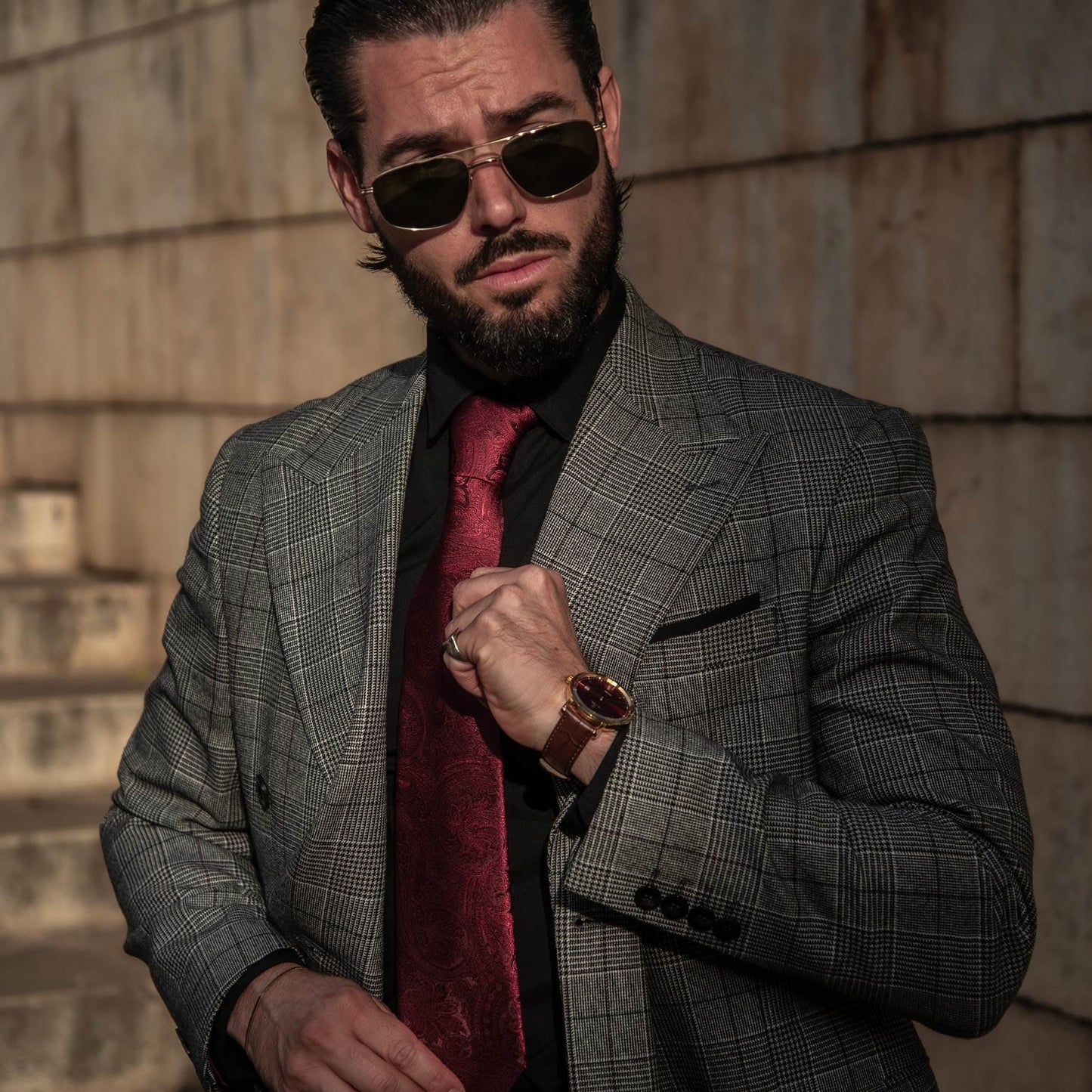 Vienna - Silk Jacquard Tie - Burgundy - My Men's Shop