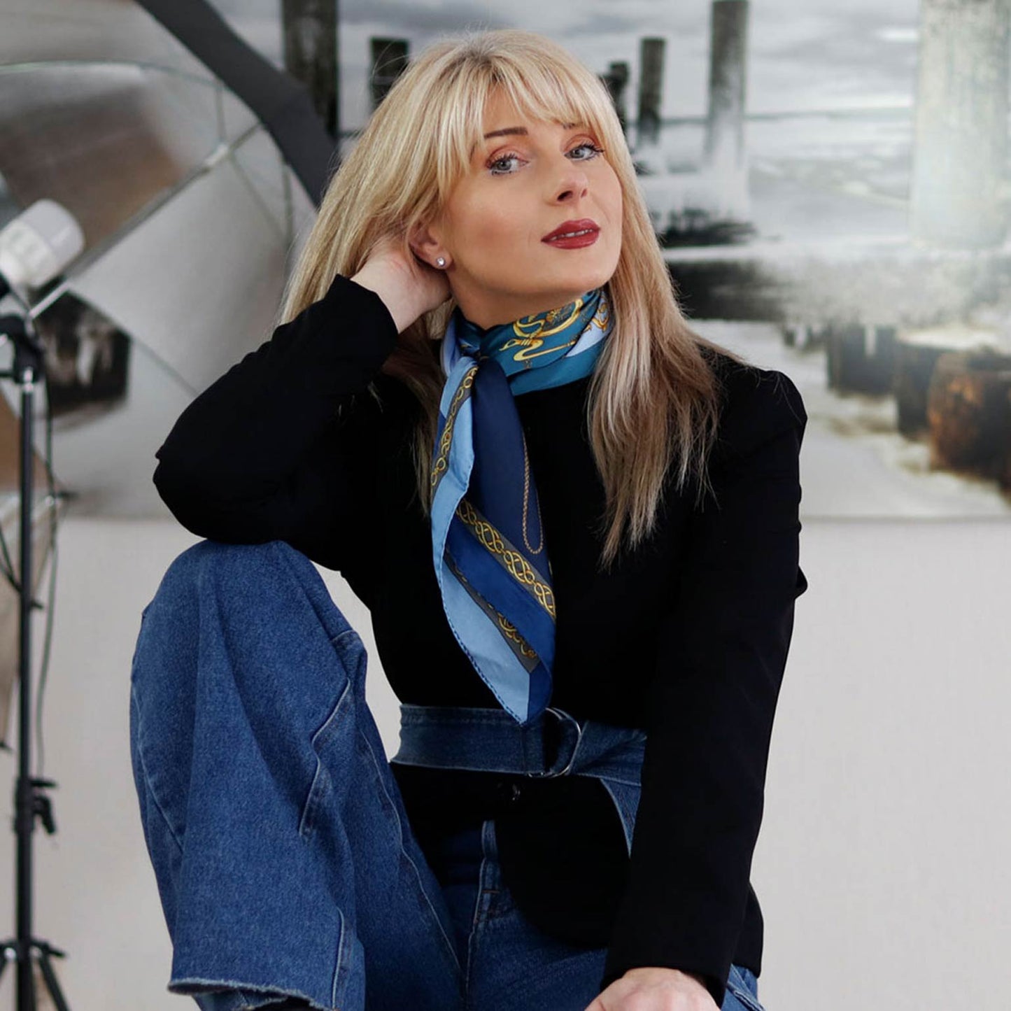 Gabriella - Silk Foulard - Azure