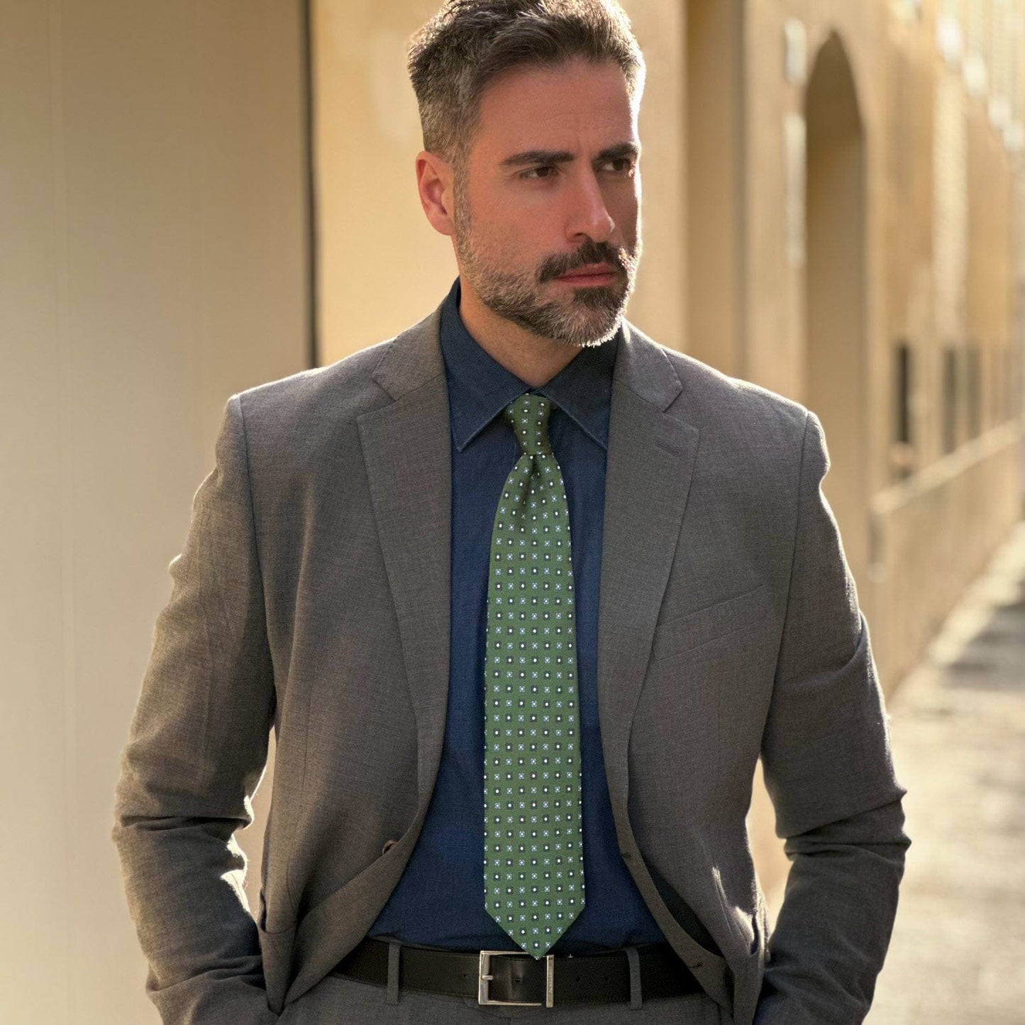 Siracusa - Printed Silk Tie - Green - My Men's Shop