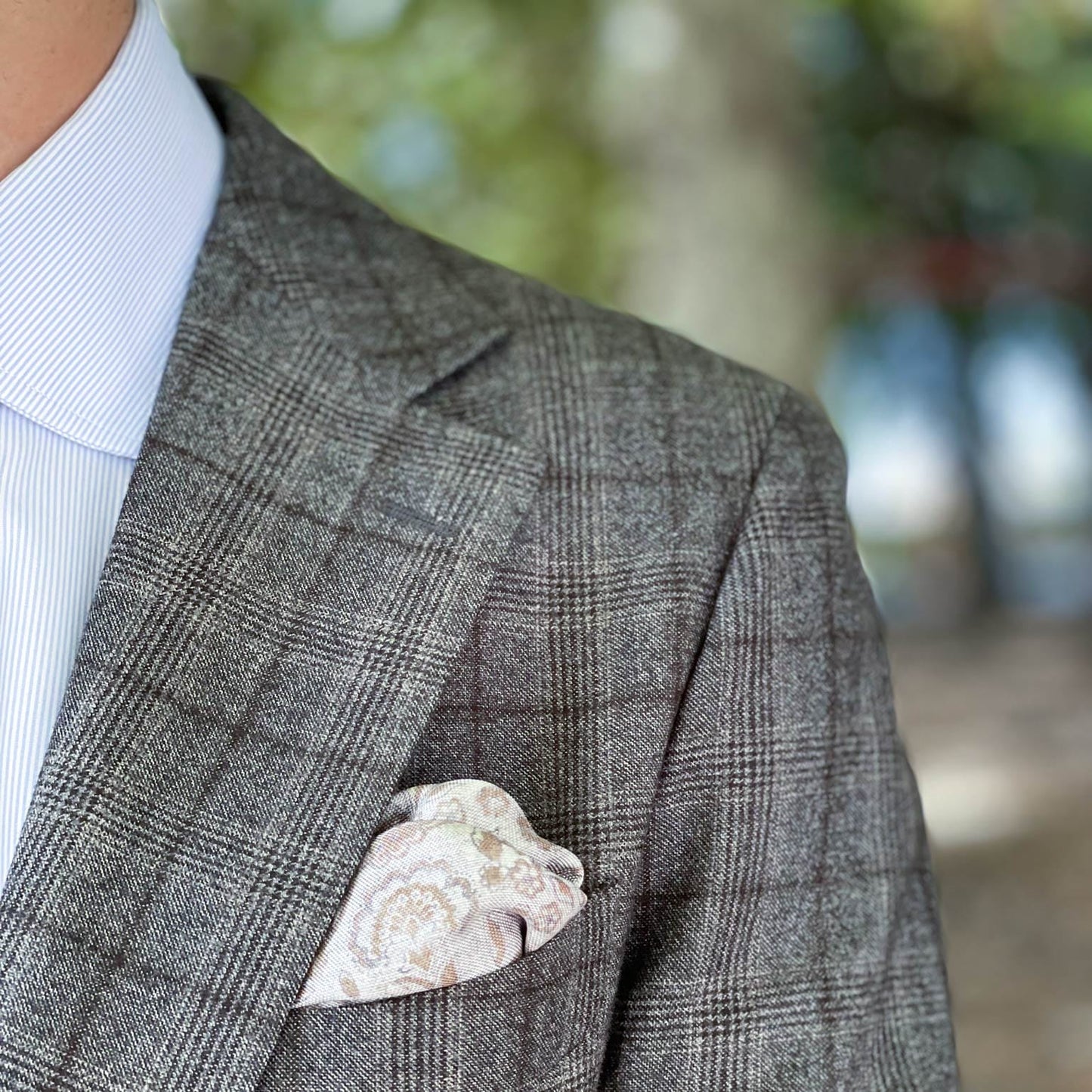 Pascal - Double Sided Silk Pocket Square - Grey & Bronze - My Men's Shop