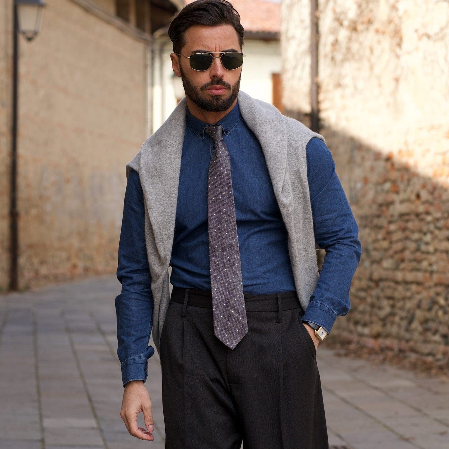 Mattei - Silk Grenadine Tie - Grey