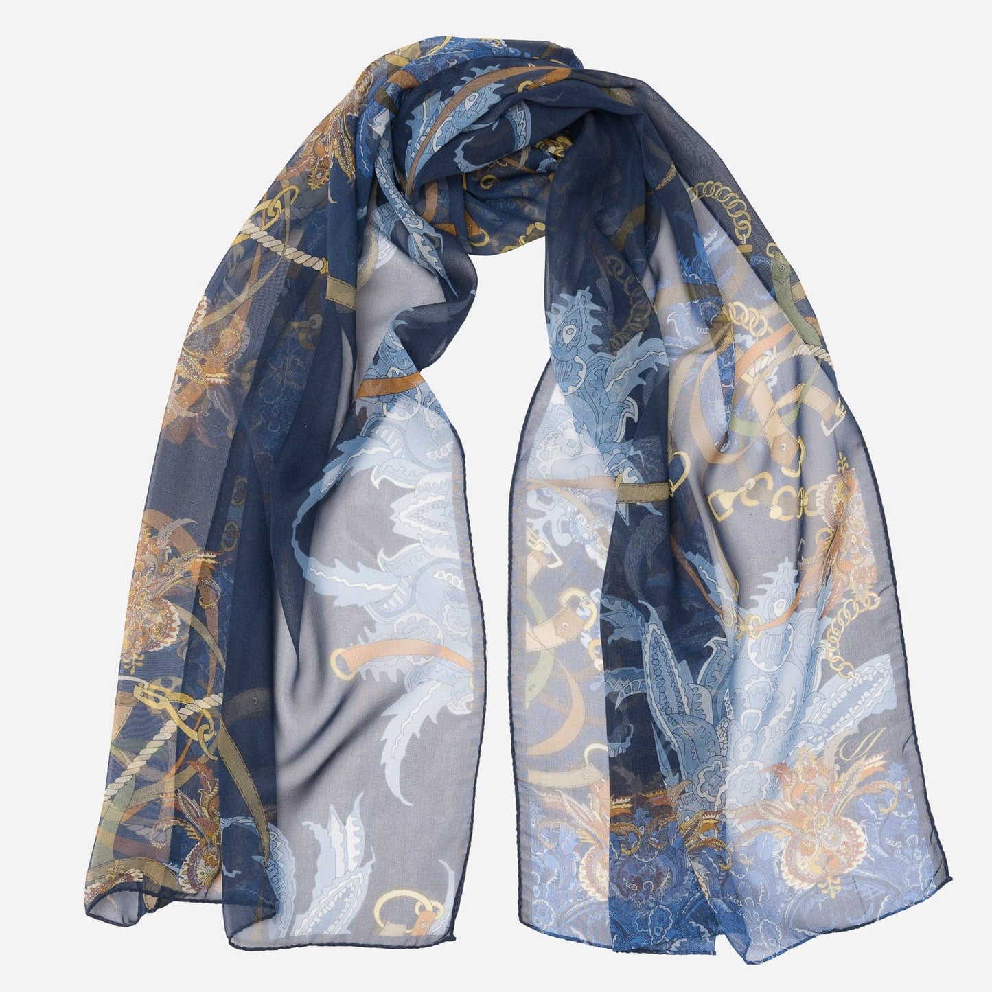 Alessandra - Long Silk Scarf - Navy - My Men's Shop
