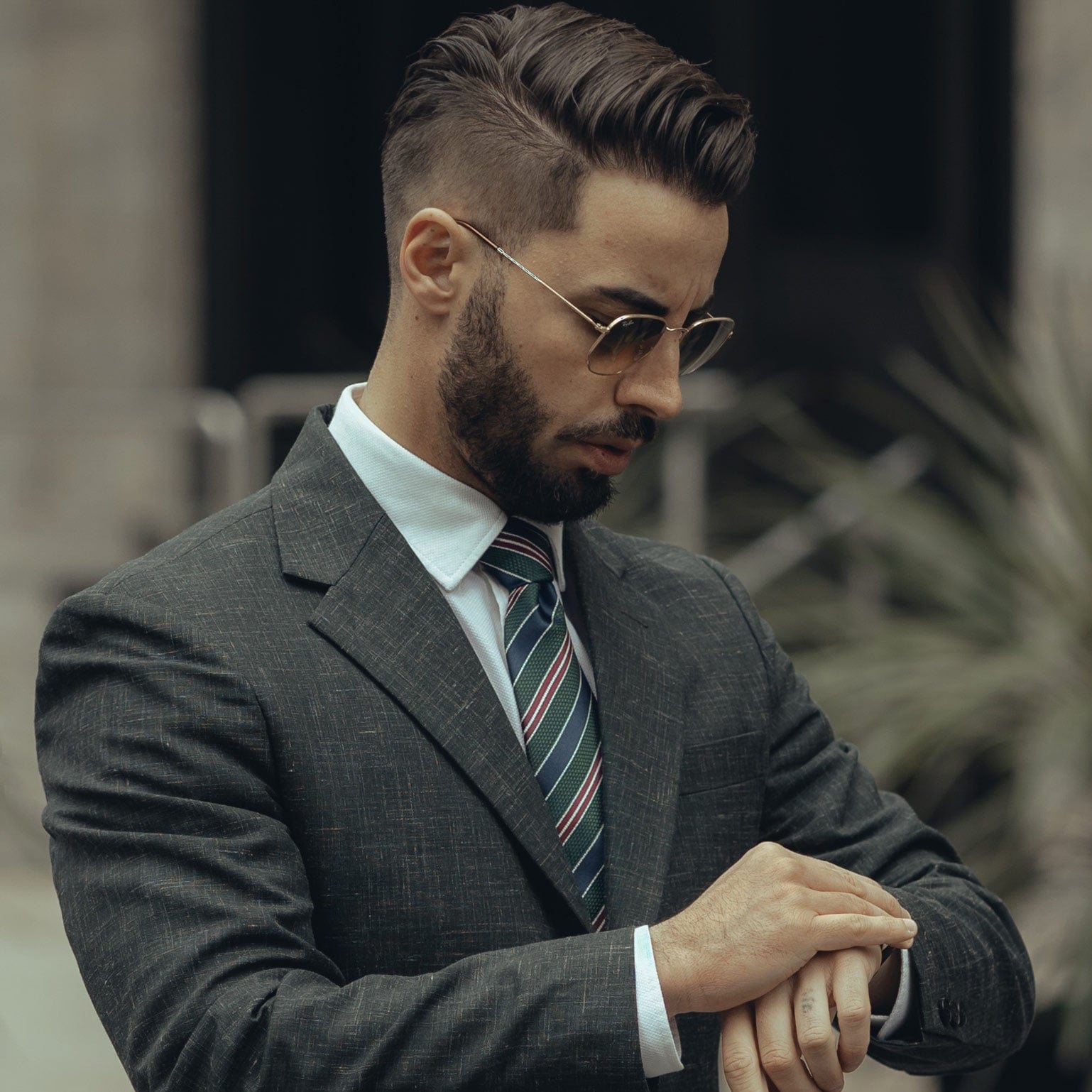 Vesuvio - Silk Jacquard Tie - Green and Navy - My Men's Shop