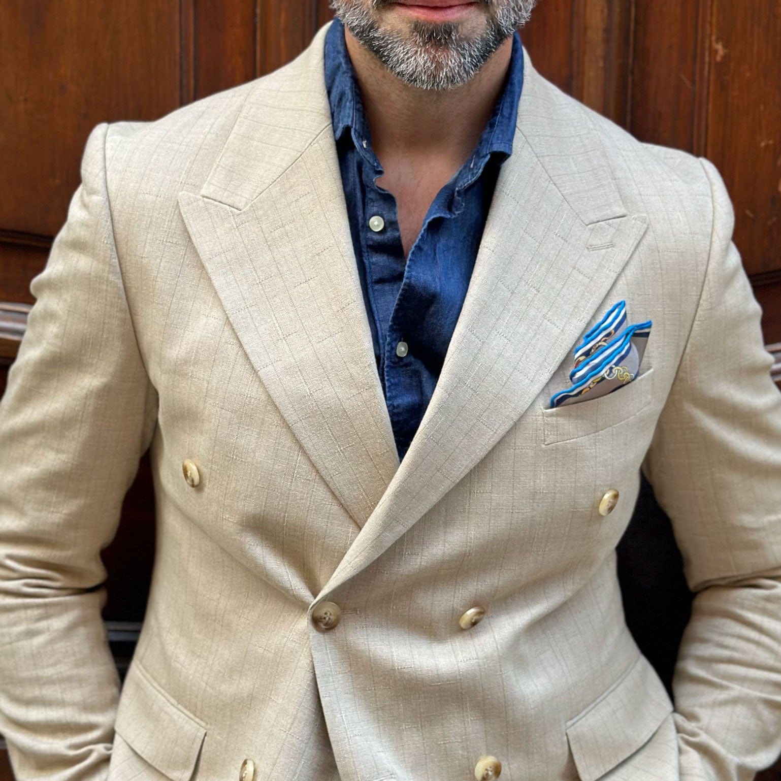 Like Clockwork - Silk Pocket Square - Navy - My Men's Shop