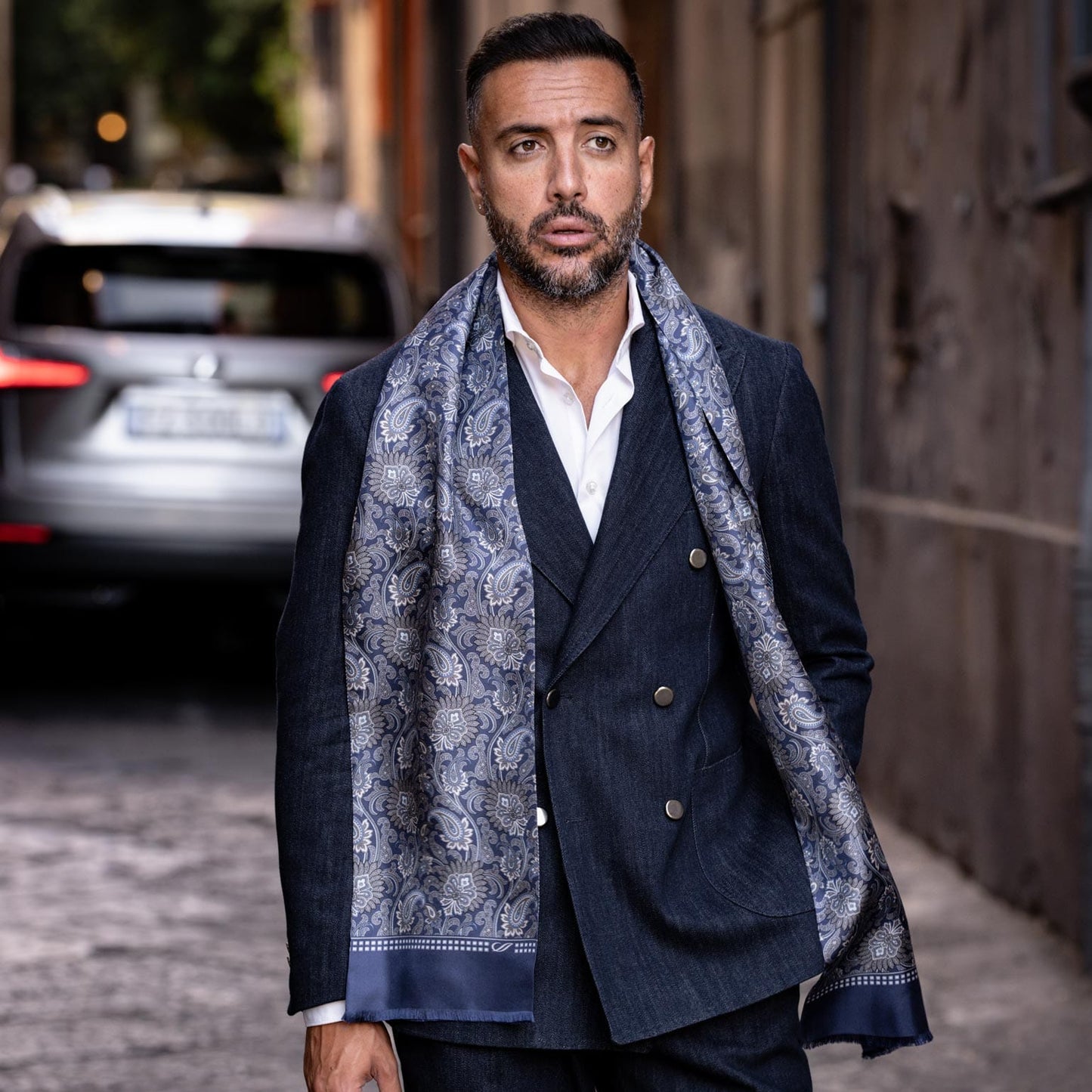 Pasquino - Reversible Silk Scarf - Navy - My Men's Shop