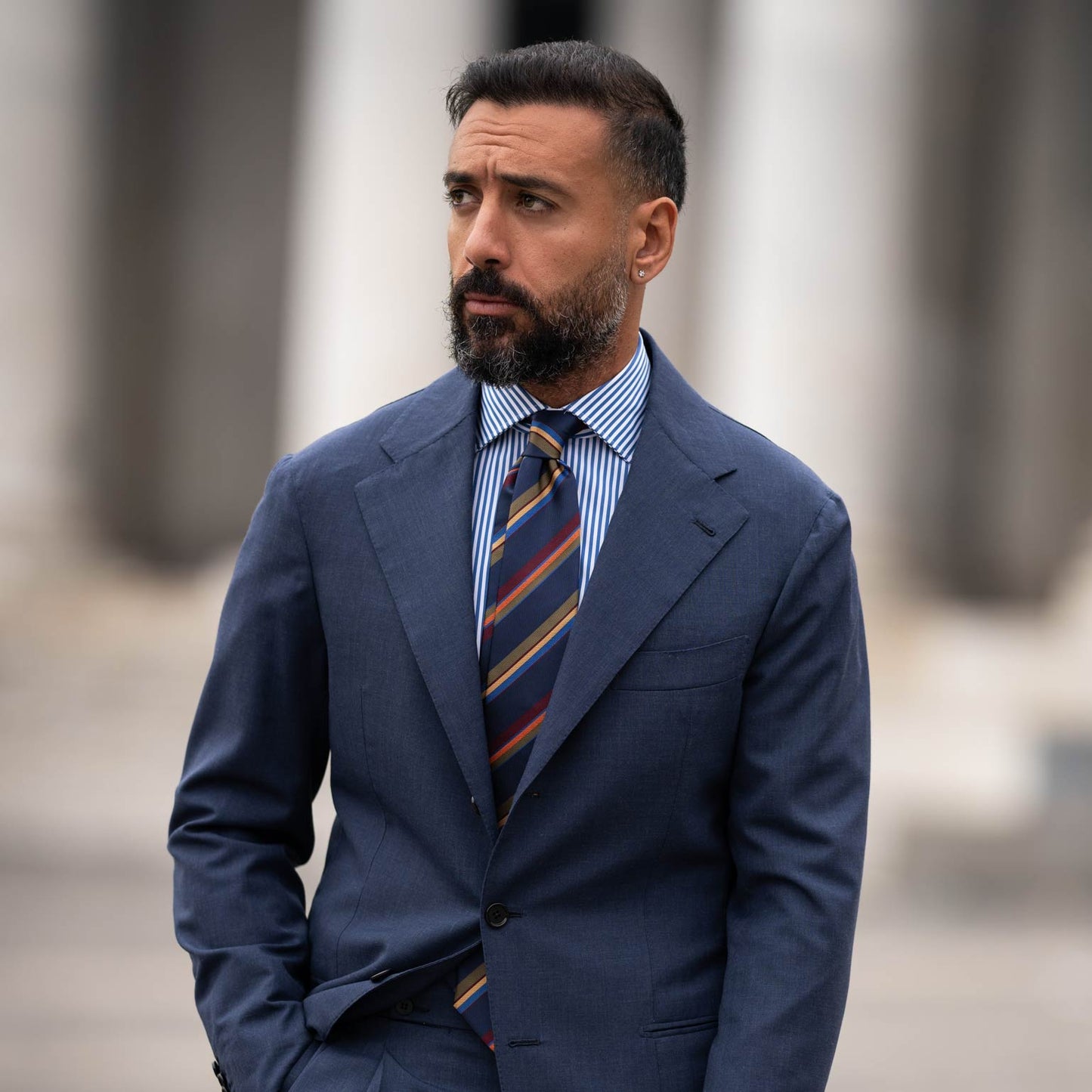 Battisti - Silk Jacquard Tie - Navy - My Men's Shop