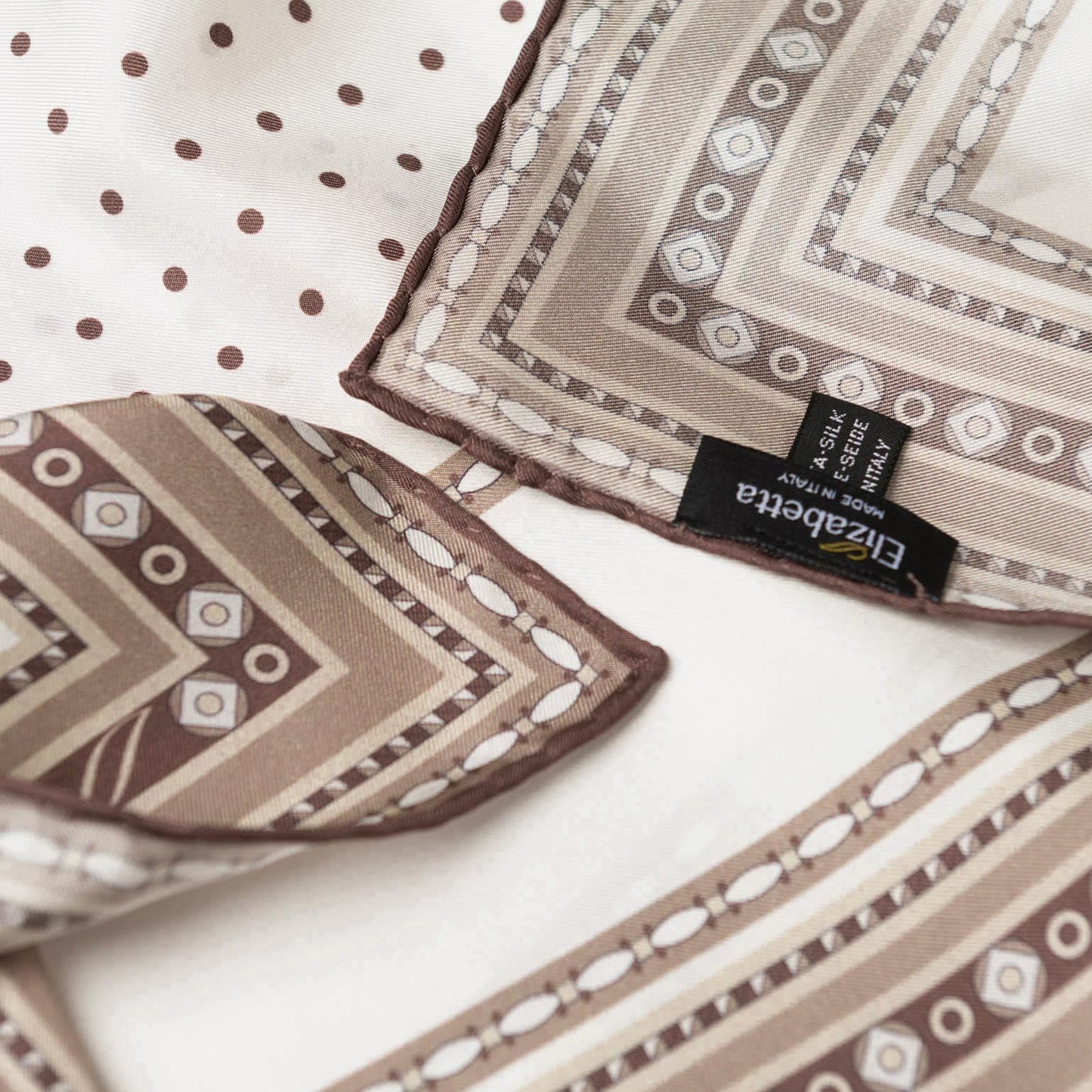 Verona - Silk Neckerchief - White & Sand - My Men's Shop