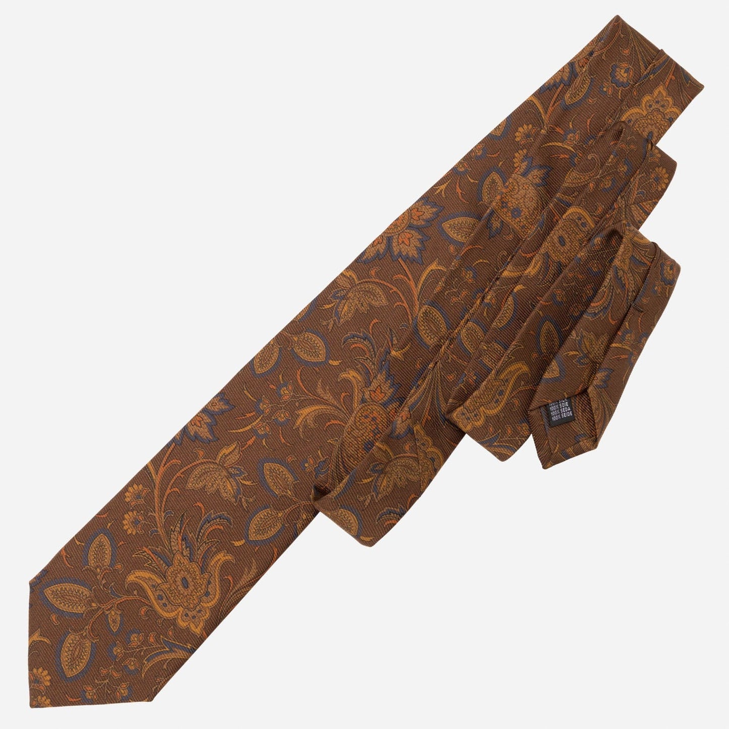 Borromeo - Printed Madder Silk Tie - Pecan Brown - My Men's Shop
