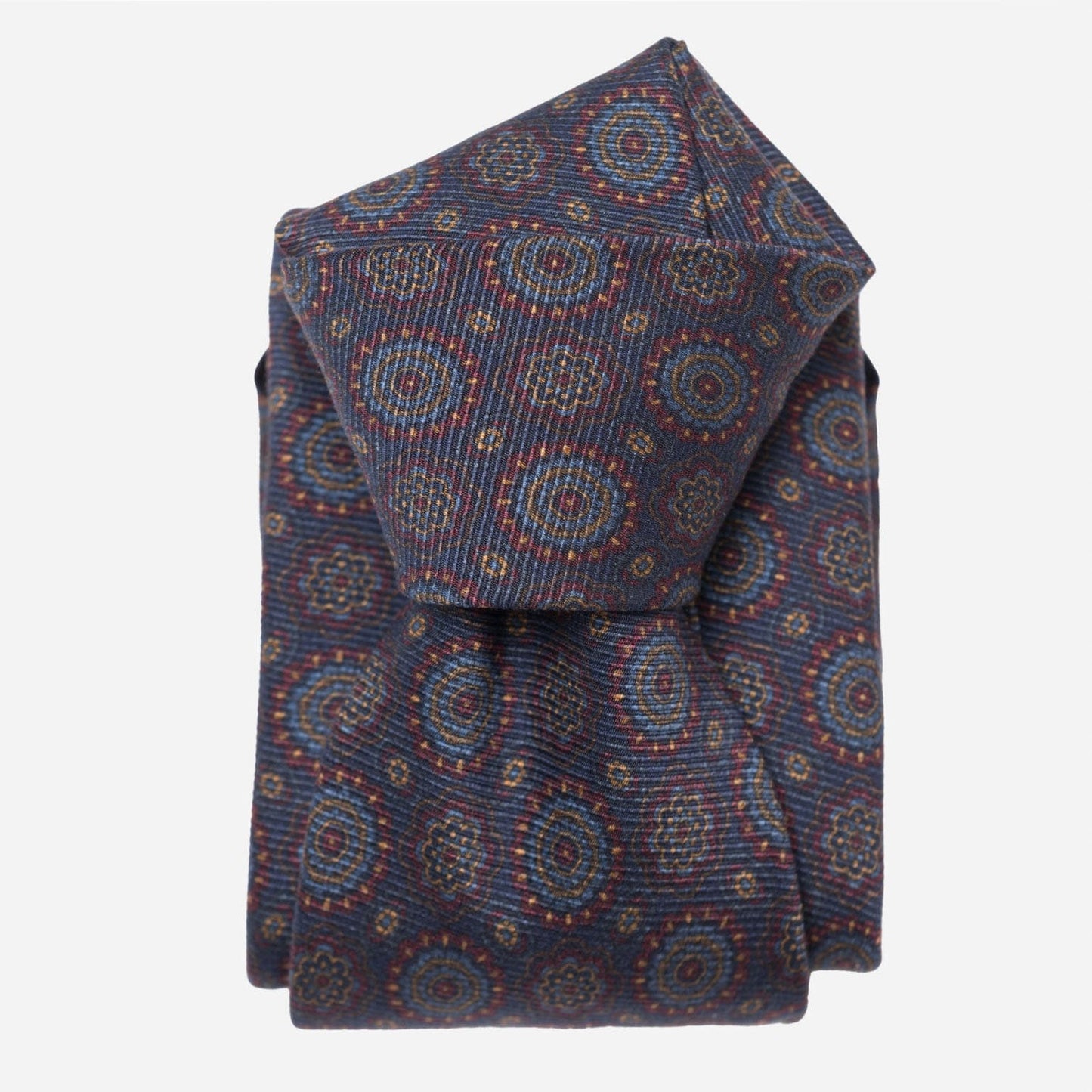 Moretti - Printed Madder Silk Tie - Navy & Burgundy - My Men's Shop