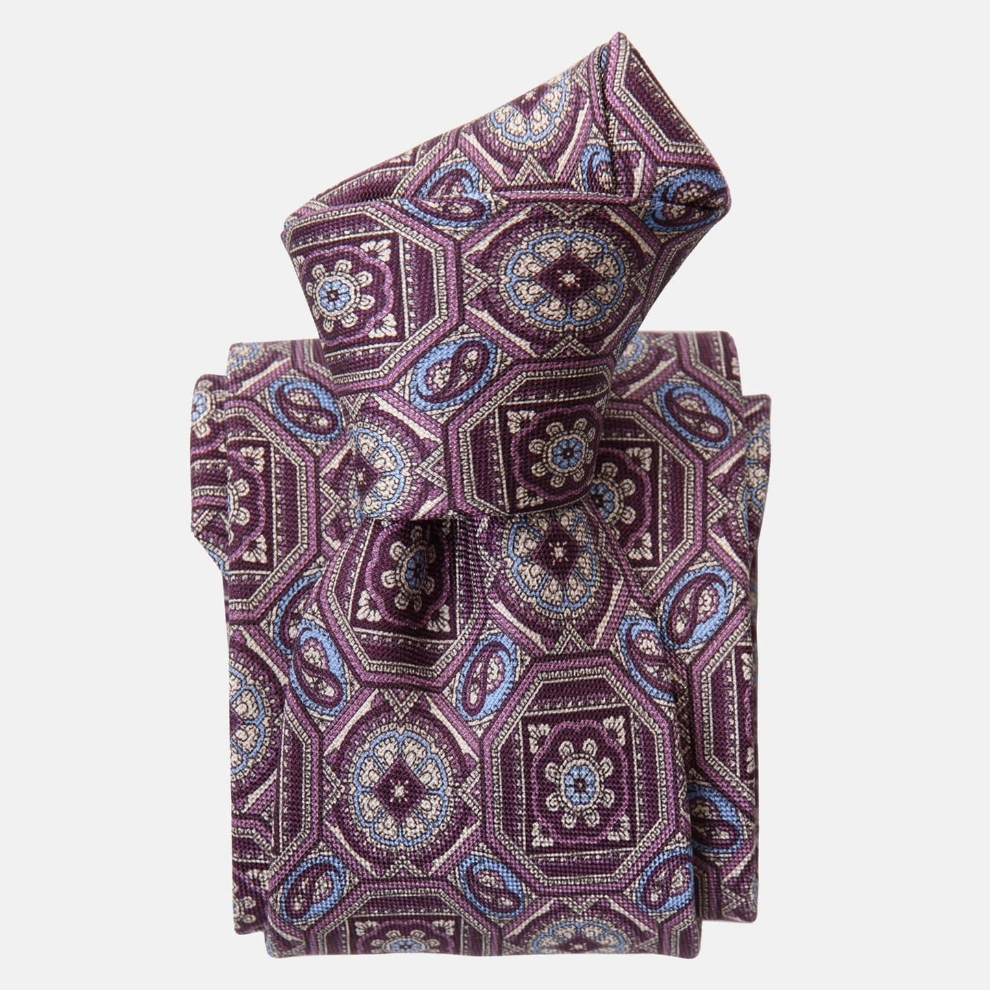 Mantova - Printed Silk Tie - Burgundy Plum - My Men's Shop
