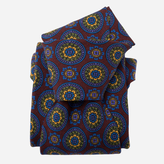 La Vigna - Printed Wool & Silk Tie - Burgundy - My Men's Shop