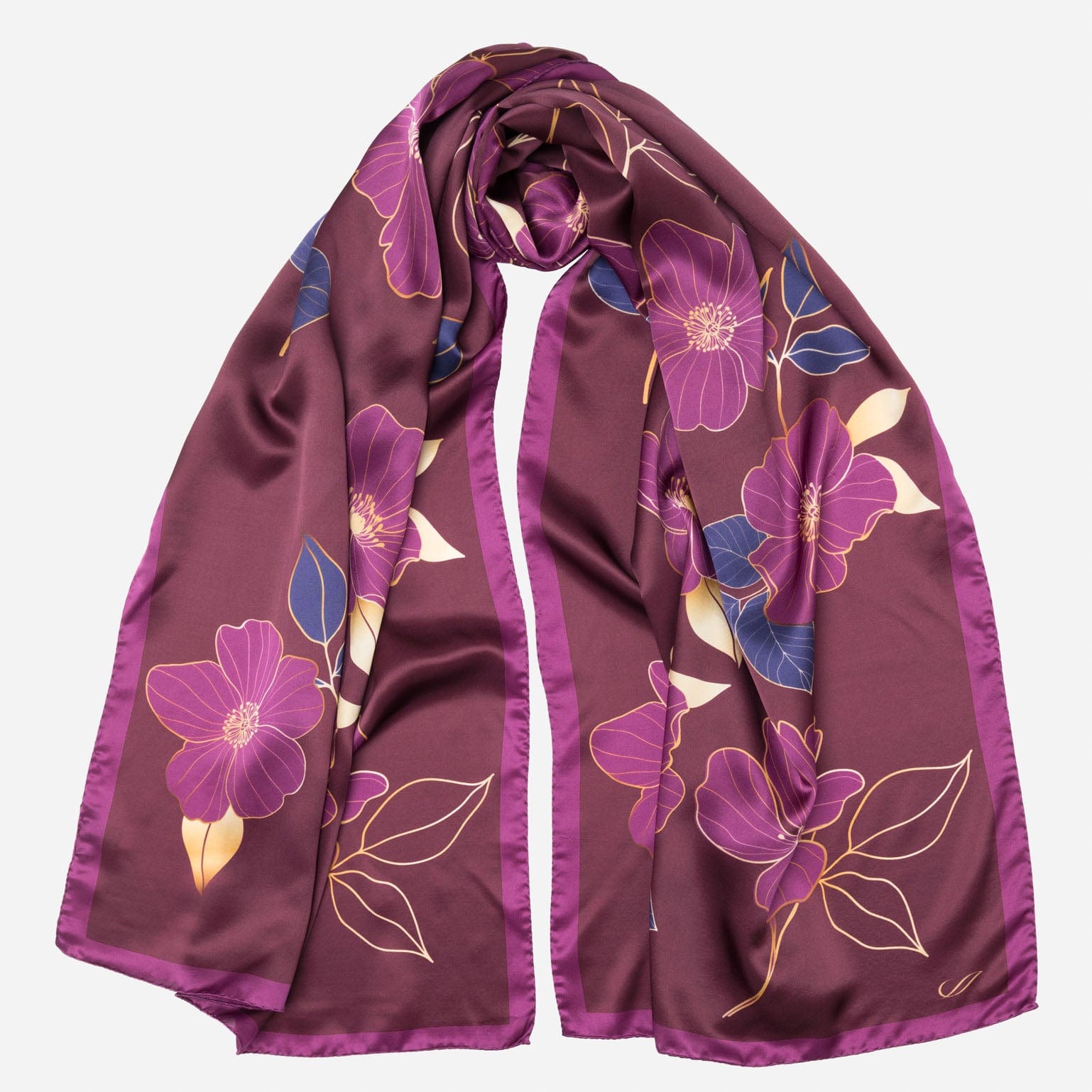 Laura - Silk Scarf Shawl - Burgundy - My Men's Shop