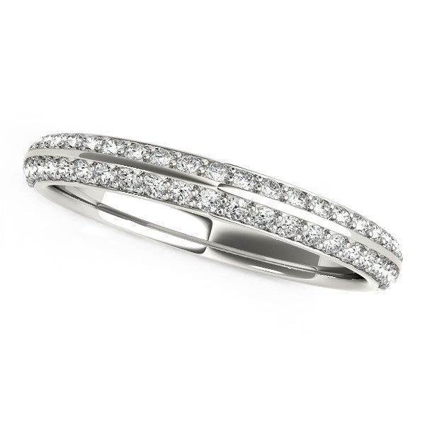 Anillo de boda con diamantes engastados en pavé de dos filas en oro blanco de 14 quilates (1/4 quilates en total)