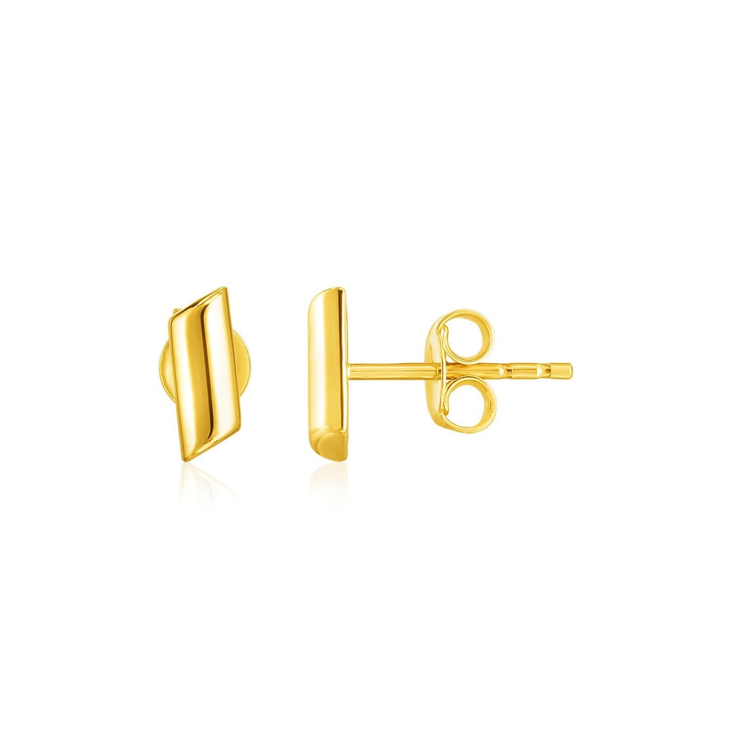 Pendientes de poste rectangulares pulidos de oro amarillo de 14k