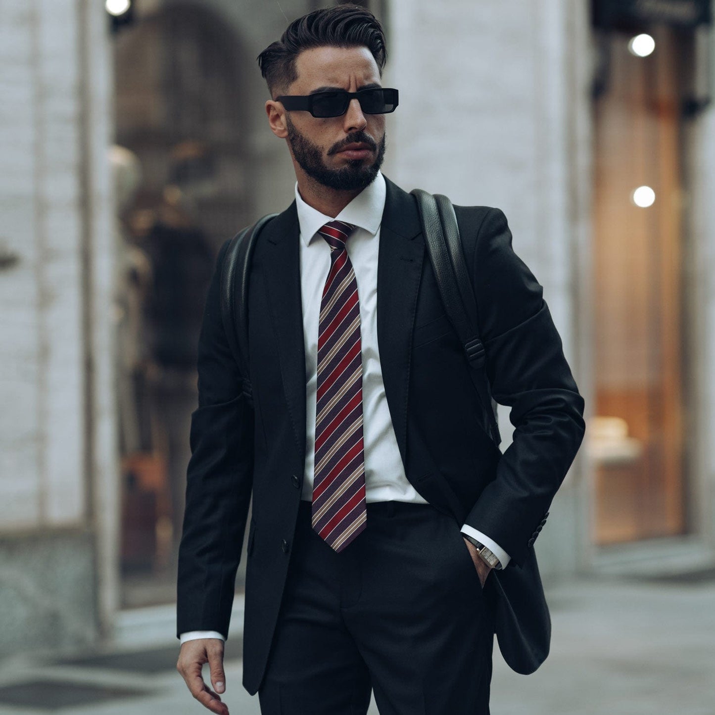 Vesuvio - Silk Jacquard Tie - Red and Burgundy - My Men's Shop