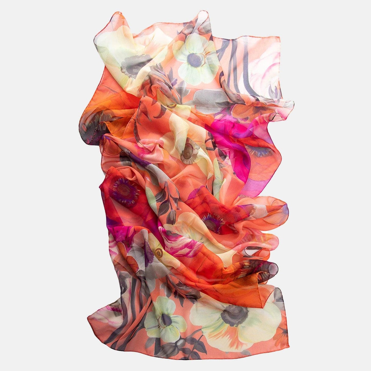 Campo de' Fiori - Long Silk Scarf - Coral - My Men's Shop