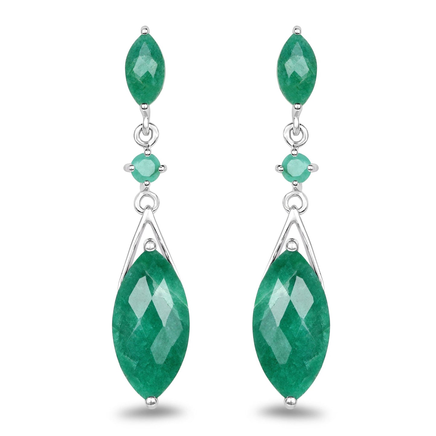 Pendientes de Plata de Ley .925 con Esmeralda Teñida de 8,52 Quilates y Esmeralda