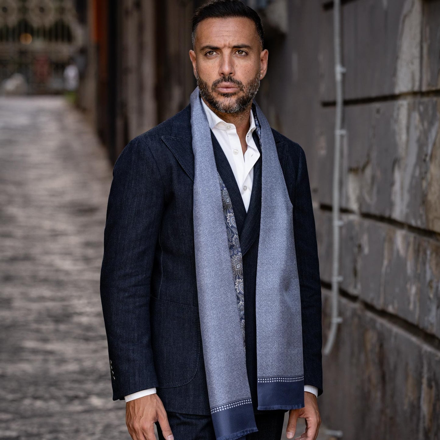Pasquino - Reversible Silk Scarf - Navy - My Men's Shop