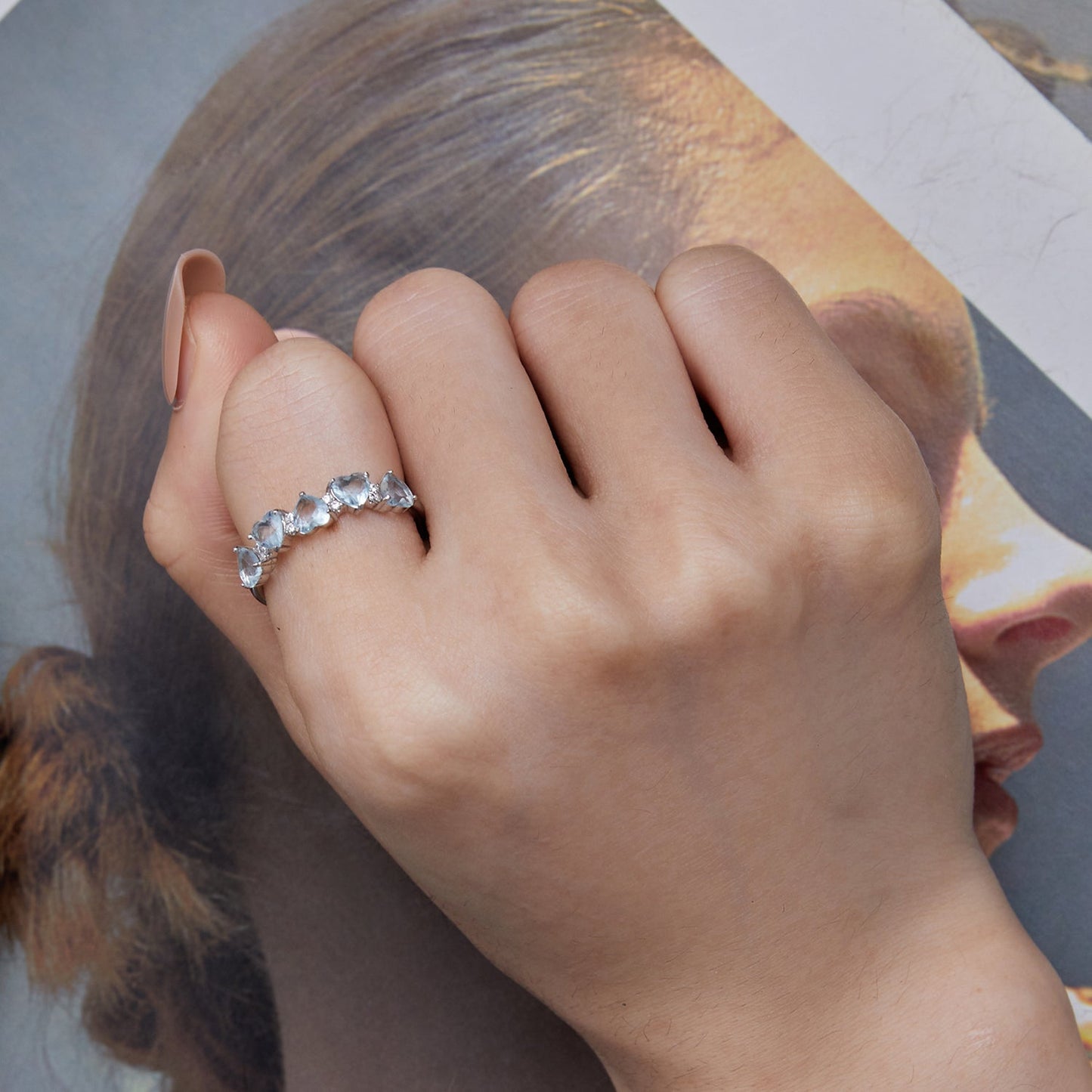 Anillo de plata de ley 925 con pavé de circonitas de 4,5 mm, talla 7, para mujer