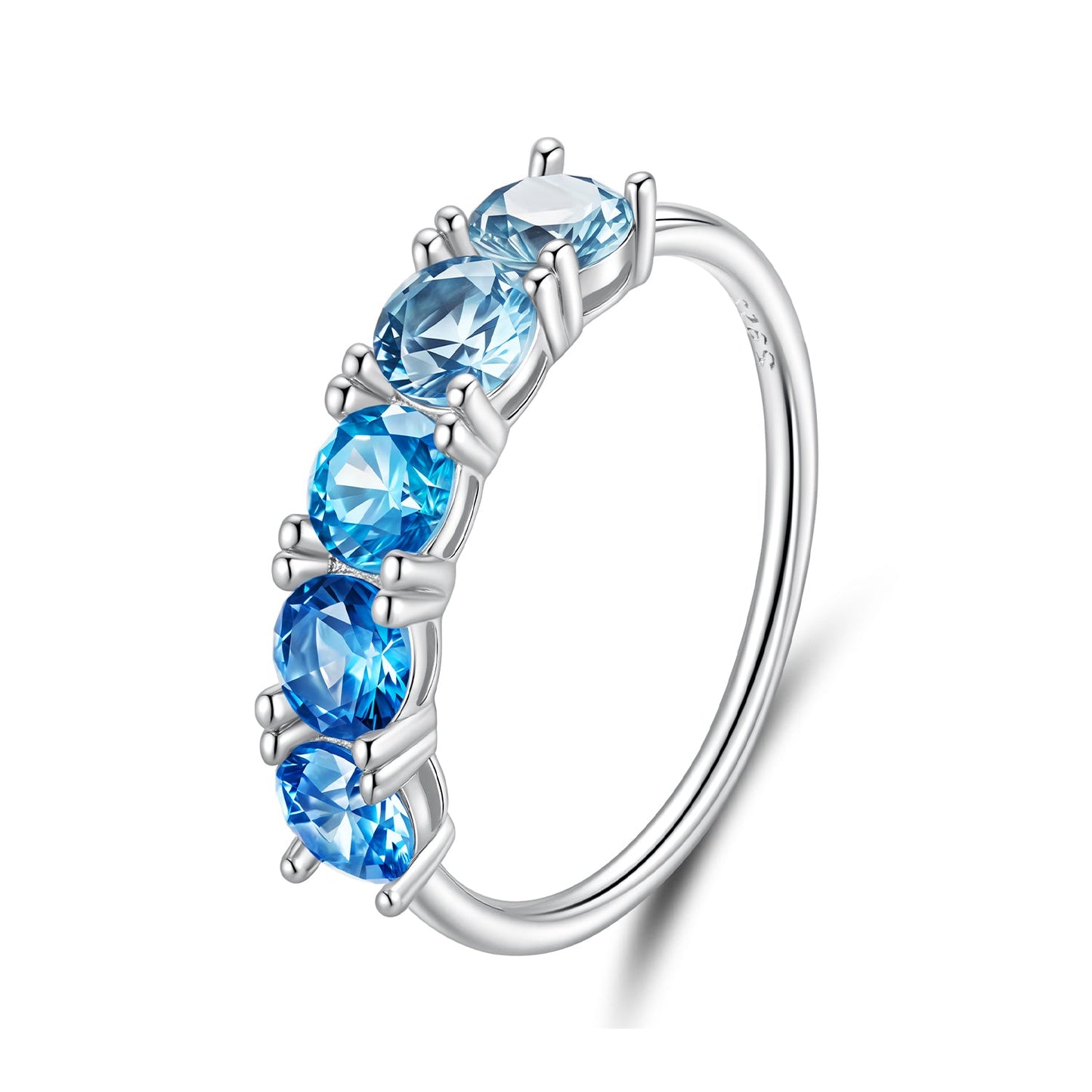Anillo de plata de ley 925 con baño de oro blanco para mujer, talla 6.0