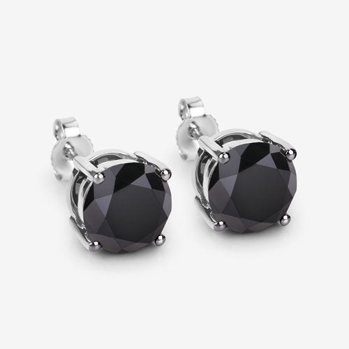 Pendientes de oro blanco de 14 quilates con diamantes negros genuinos de 4,91 quilates