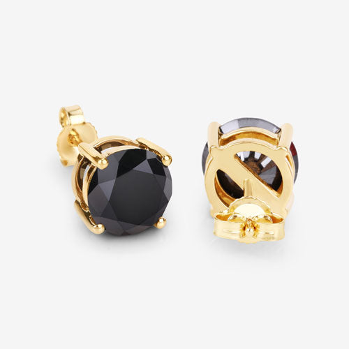 Pendientes de oro amarillo de 14K con diamante negro genuino de 4,91 quilates