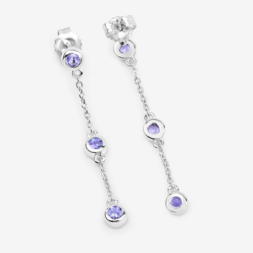 Pendientes de plata de ley .925 con tanzanita genuina de 0,60 quilates