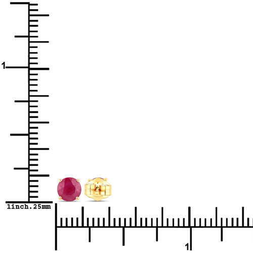 Pendientes de oro amarillo de 14 quilates con rubí auténtico de 0,86 quilates