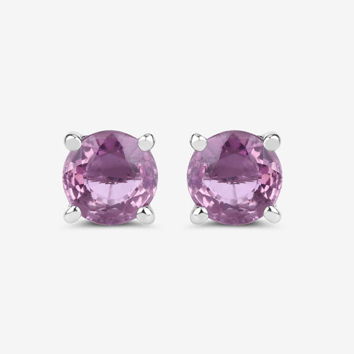 Aretes de zafiro rosa genuino de 1.30 quilates en oro blanco de 10K