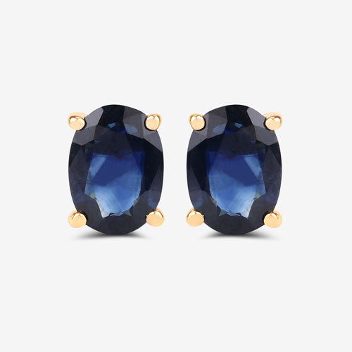 Pendientes de oro amarillo de 10K con zafiro azul auténtico de 1,90 quilates