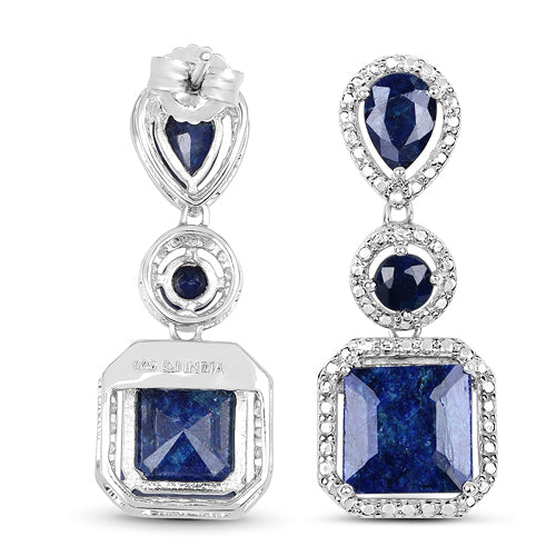 Aretes de plata esterlina .925 con zafiro teñido de 11.62 quilates