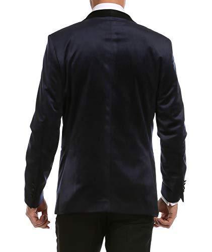 Enzo Navy Velvet Slim Fit Shawl Lapel Tuxedo Men's Blazer
