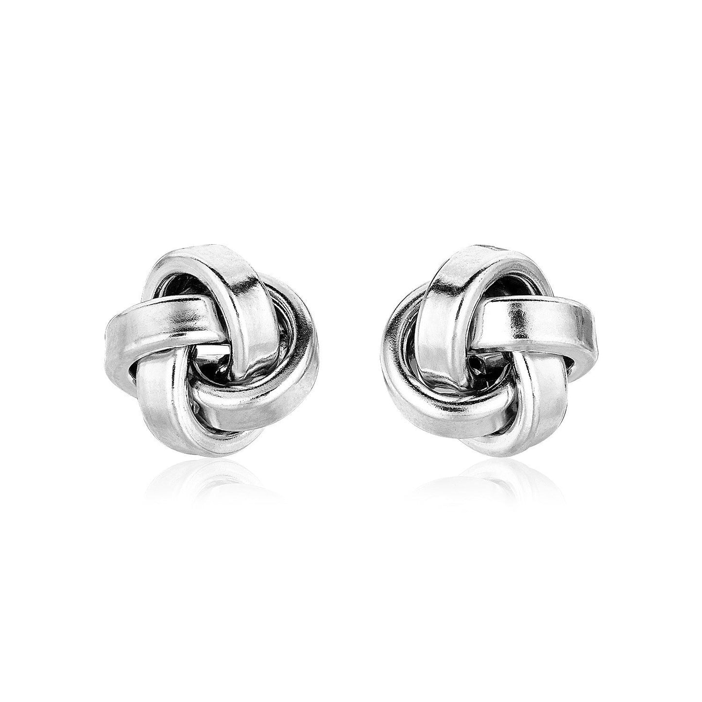Pendientes de nudo de amor pulidos de plata de ley