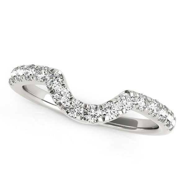 Anillo de boda curvo de oro blanco de 14k con diamantes (3/8 qt)