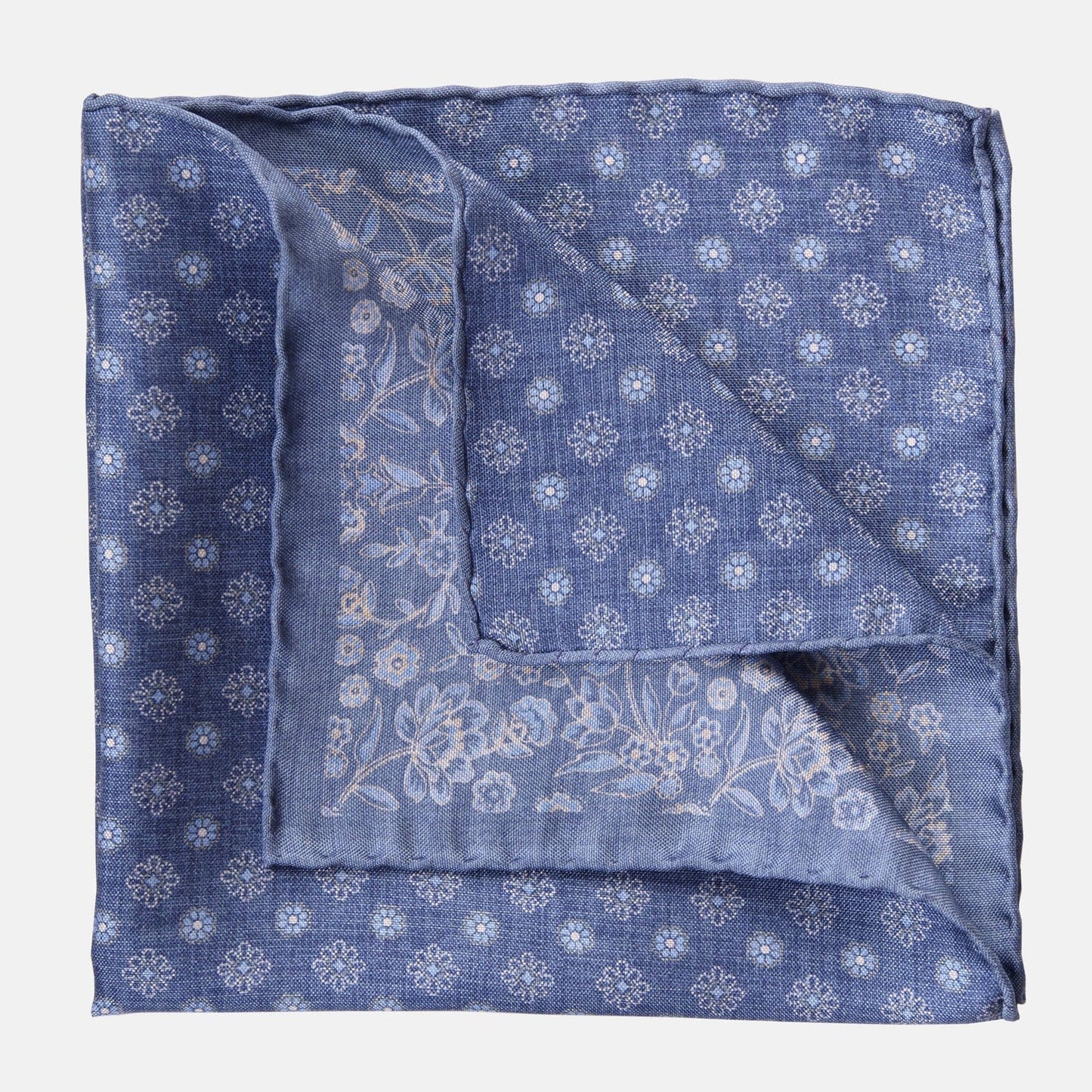 Pascal - Double Sided Silk Pocket Square - Blue - My Men's Shop