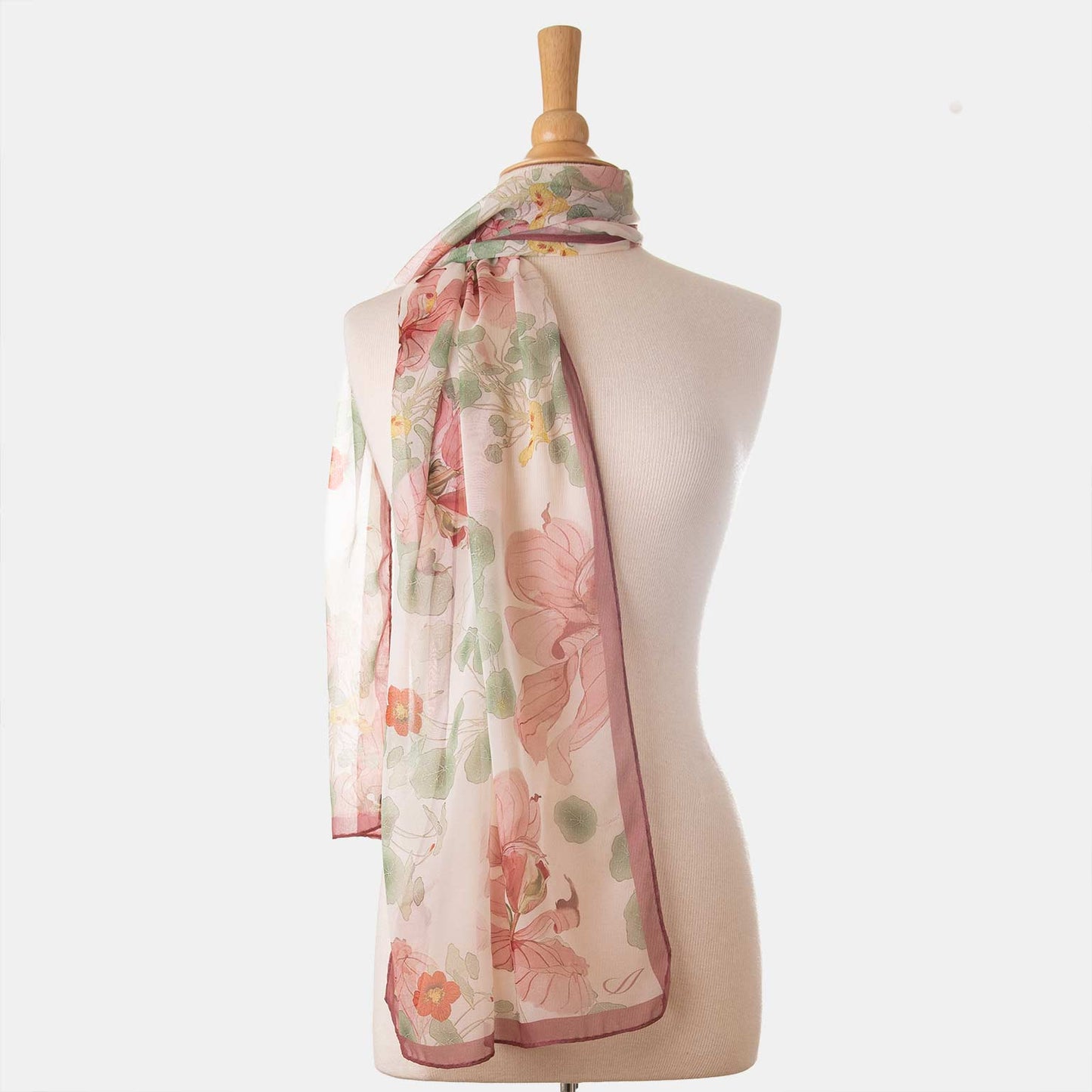 Monique - Long Silk Scarf - Antique Rose