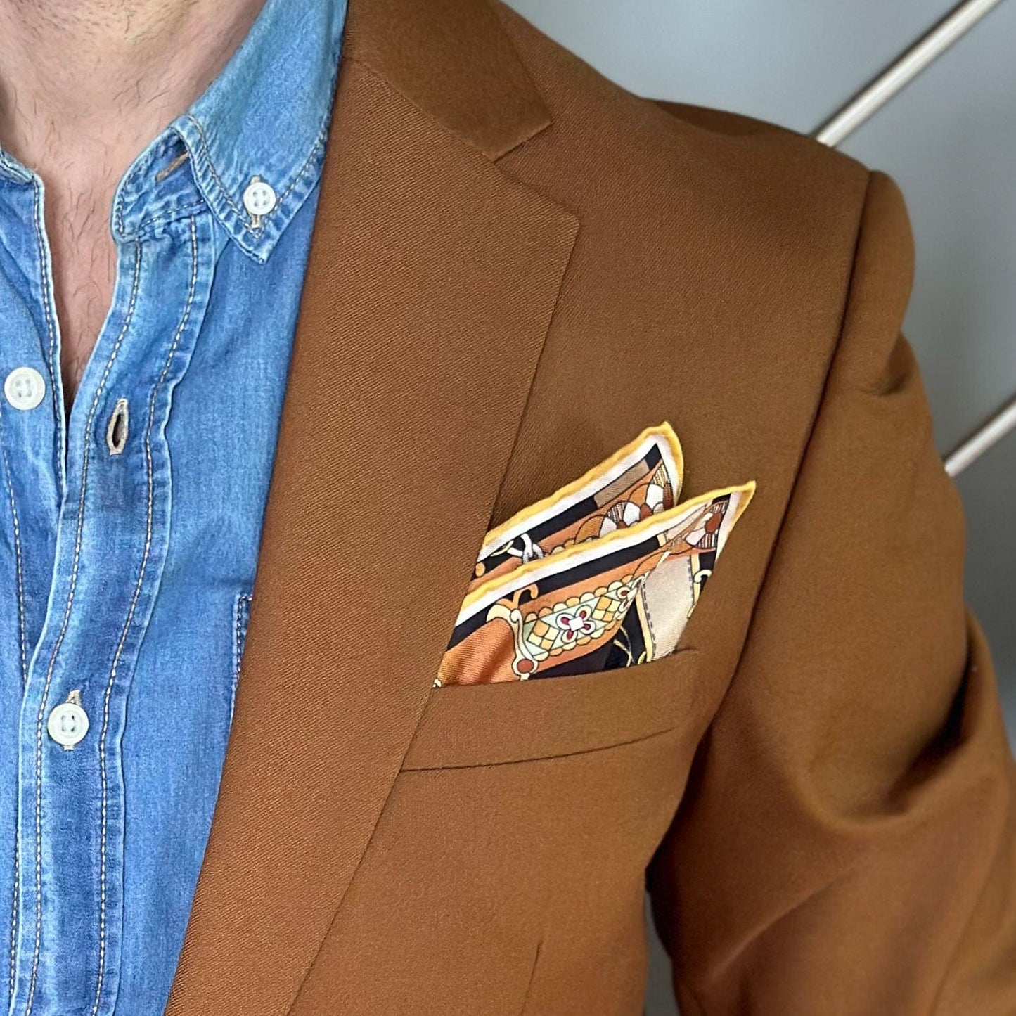 Like Clockwork - Silk Pocket Square - Beige - My Men's Shop