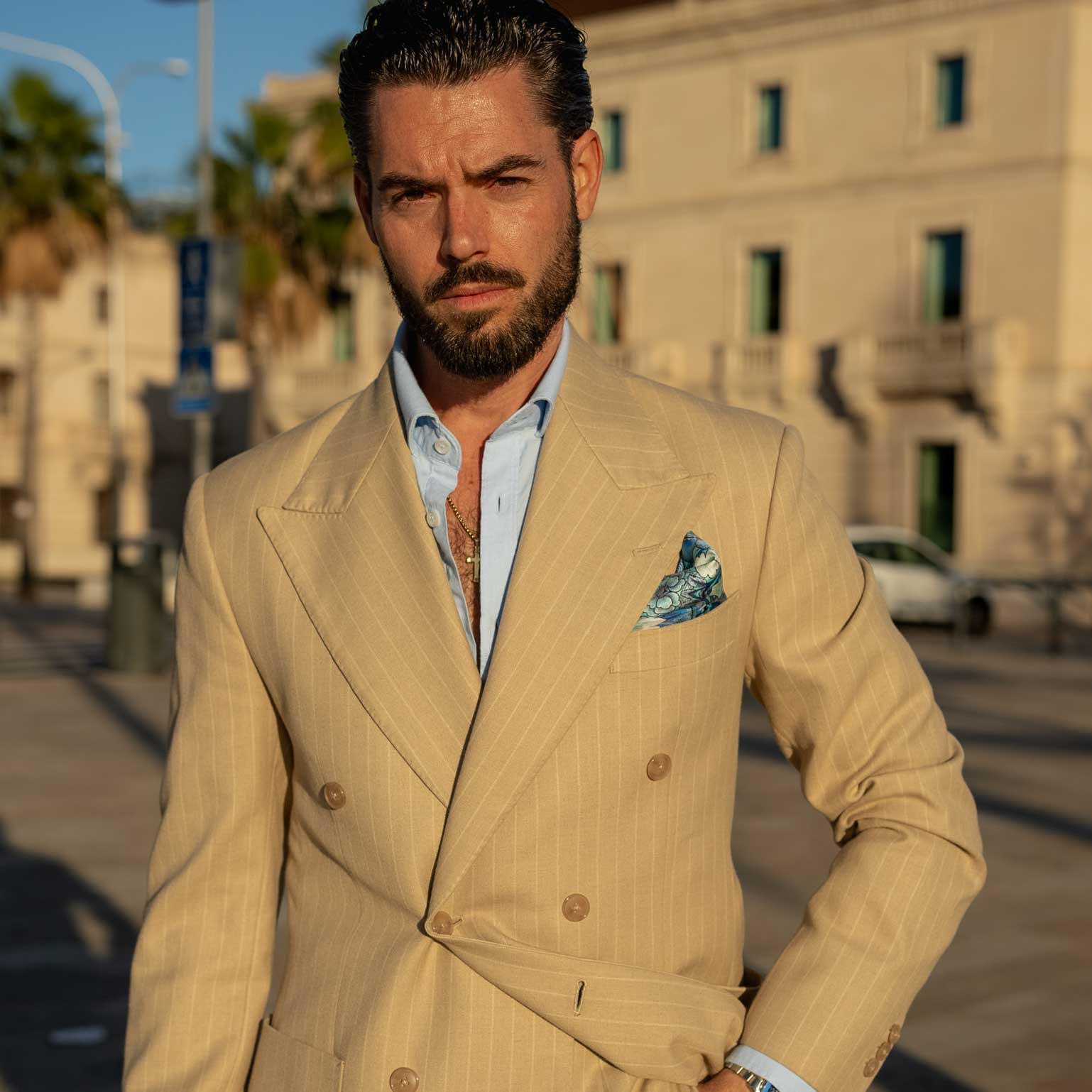 Londra - Silk Pocket Square - Blue and Mint - My Men's Shop