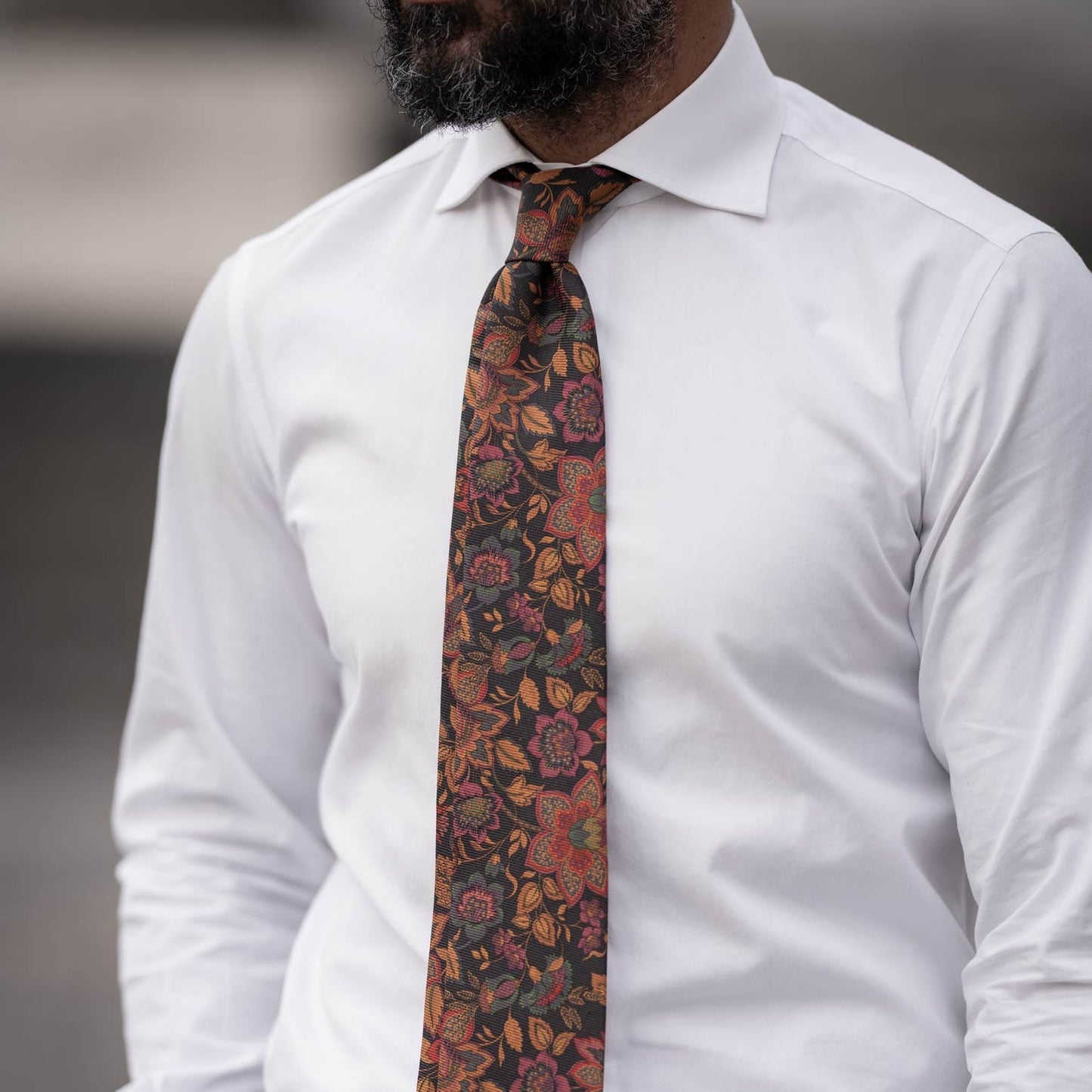 Calvino - Printed Madder Silk Tie - Black