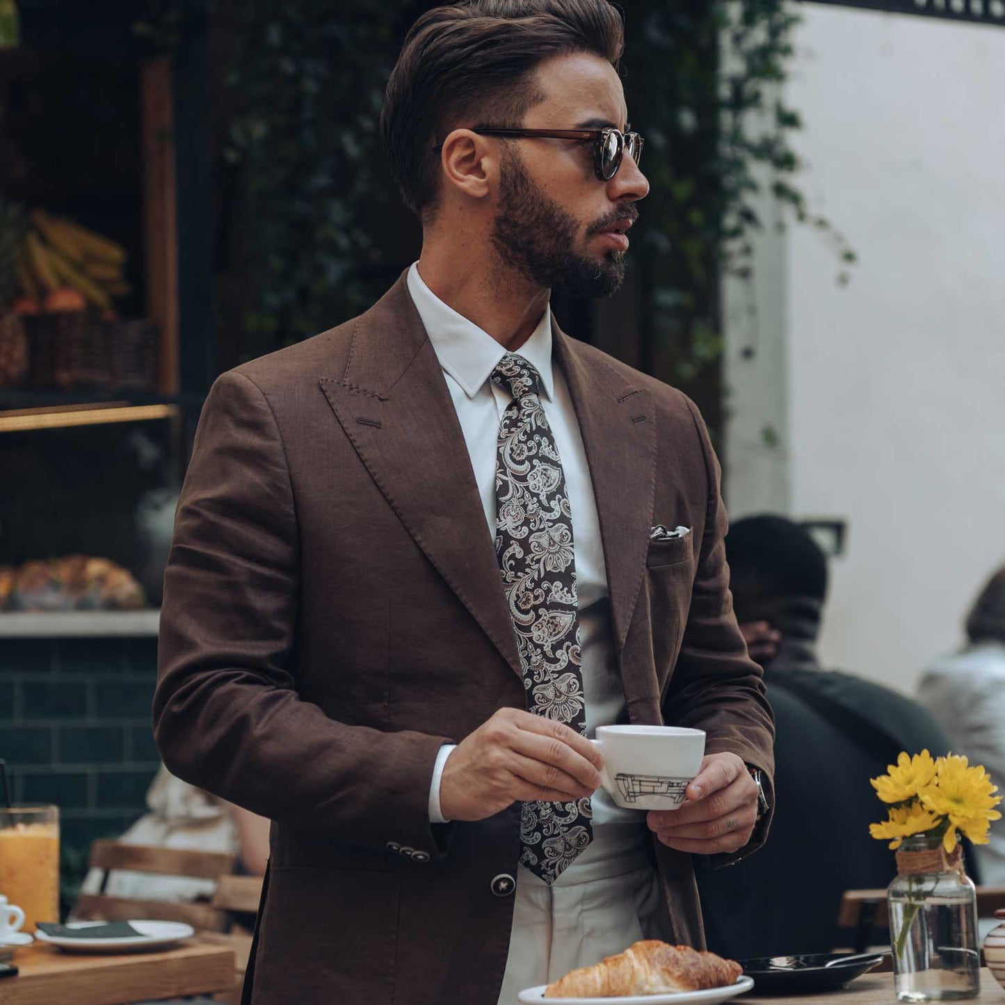 Novara - Printed Silk Tie - Brown - My Men's Shop