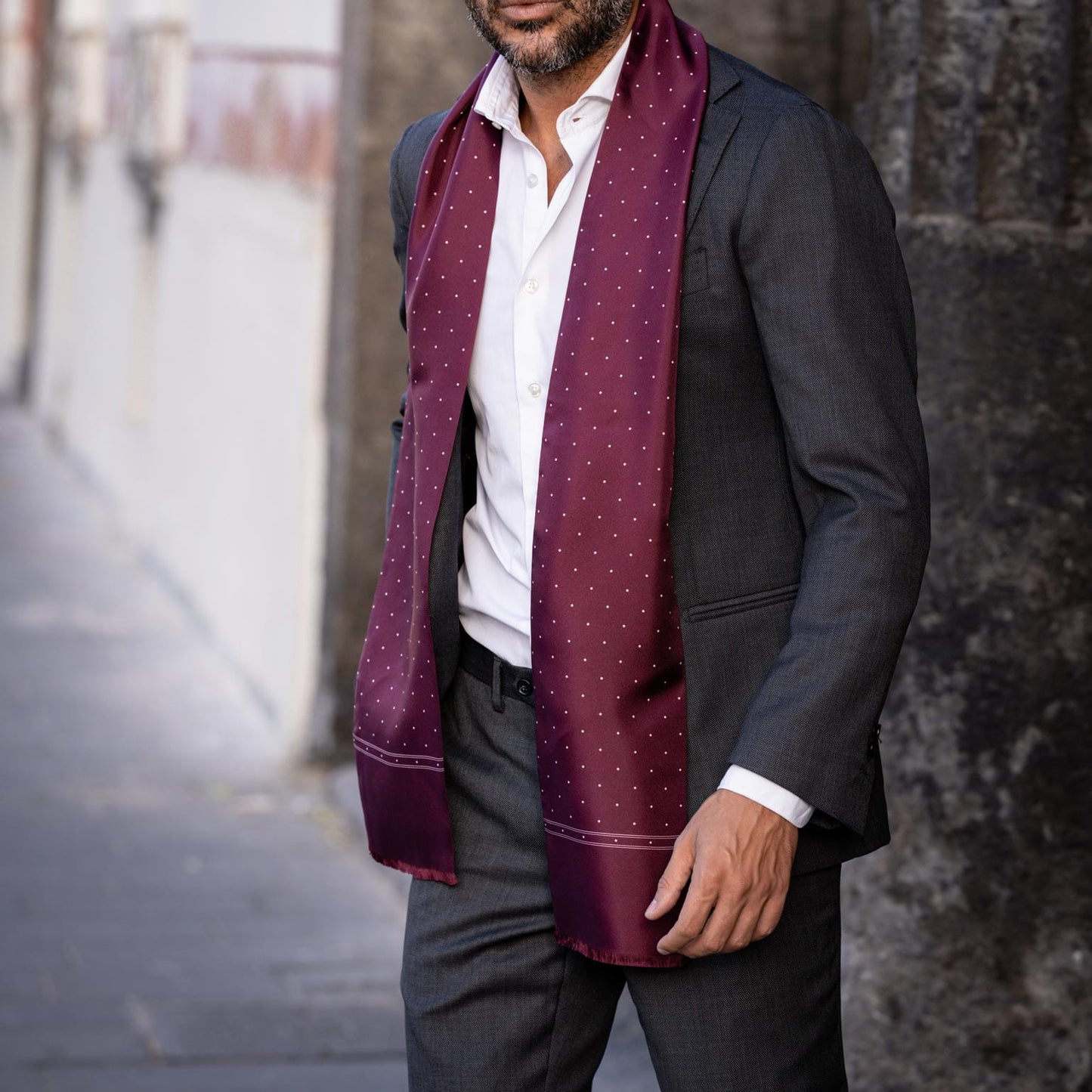 Savona - Slim Silk Scarf - Burgundy - My Men's Shop
