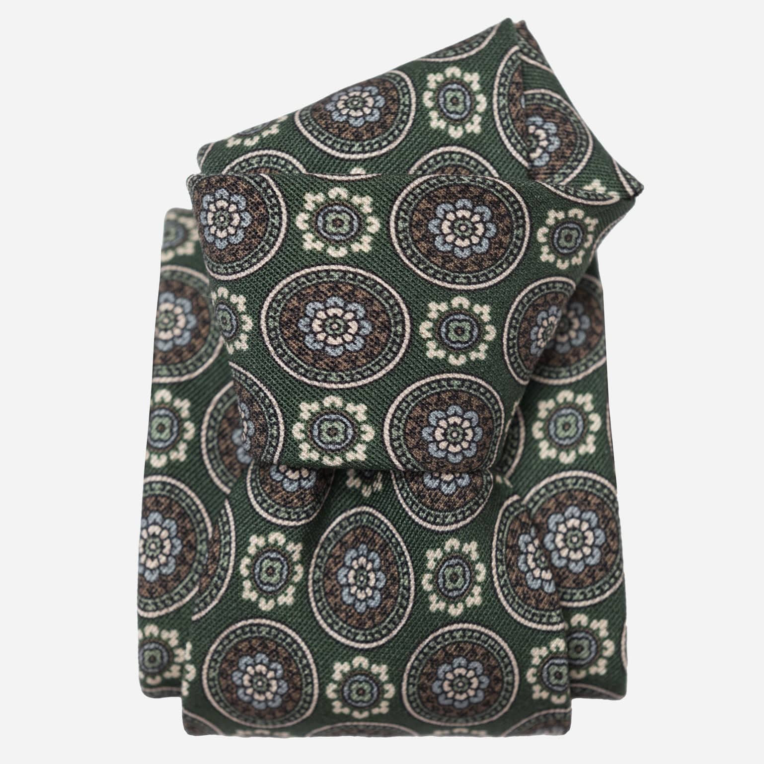 La Vigna - Printed Wool & Silk Tie - Green - My Men's Shop