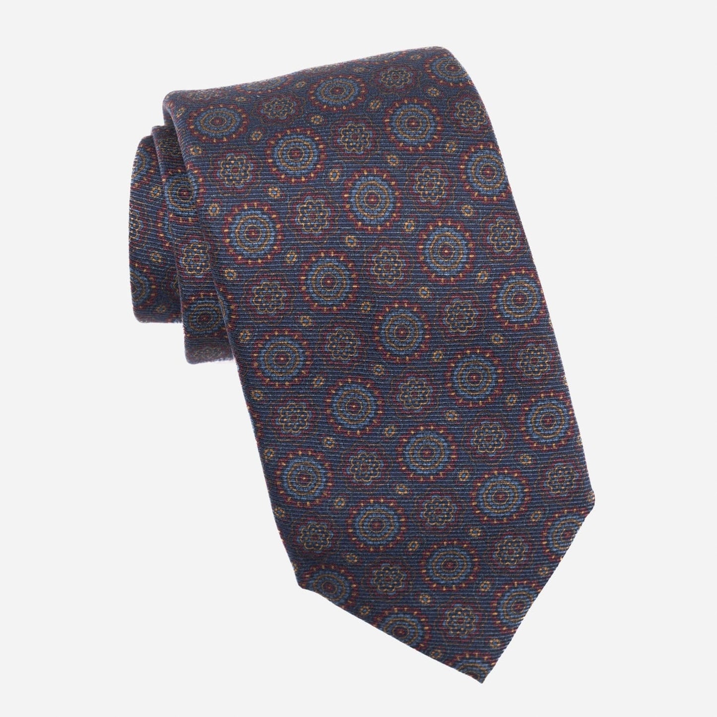 Moretti - Printed Madder Silk Tie - Navy & Burgundy - My Men's Shop