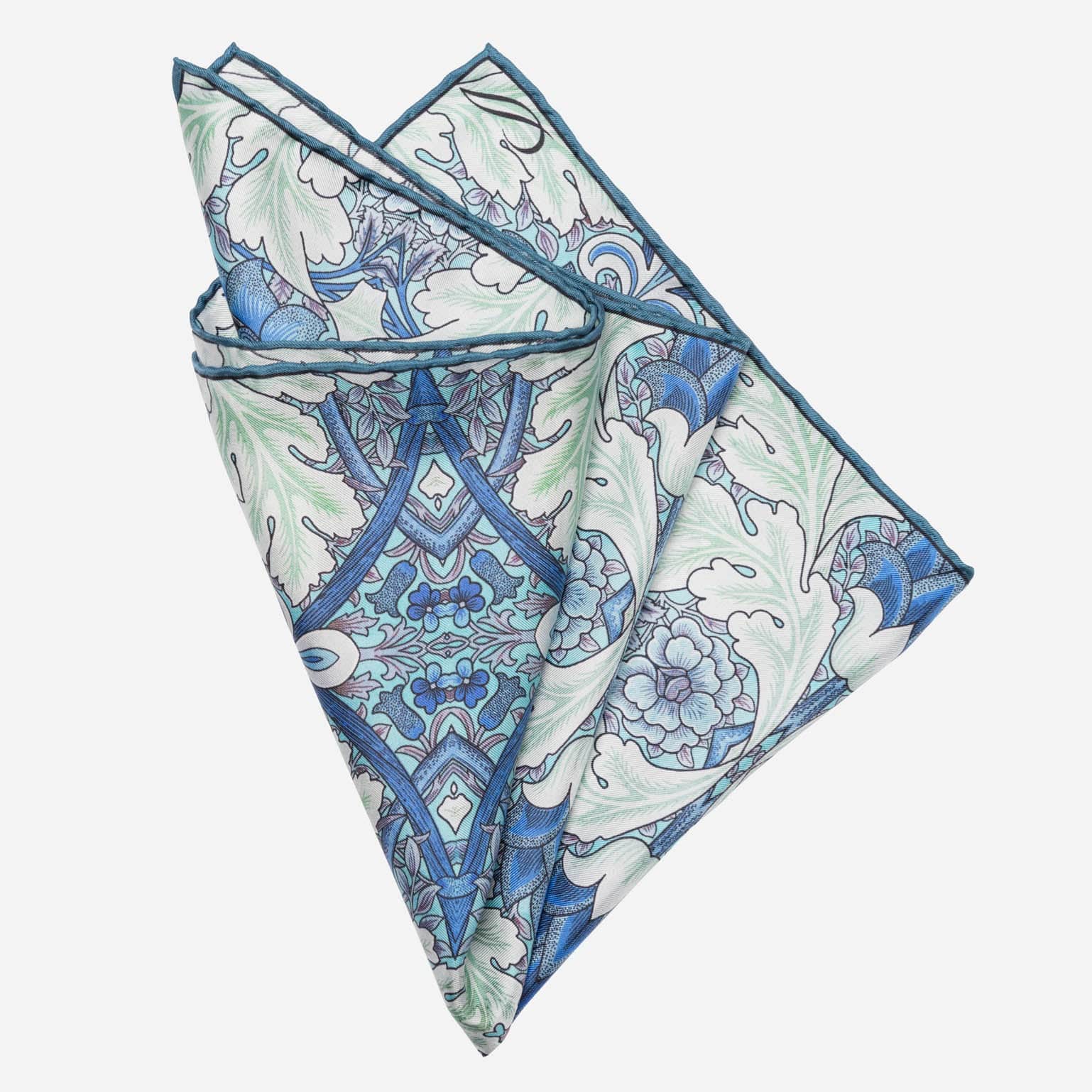 Londra - Silk Pocket Square - Blue and Mint - My Men's Shop