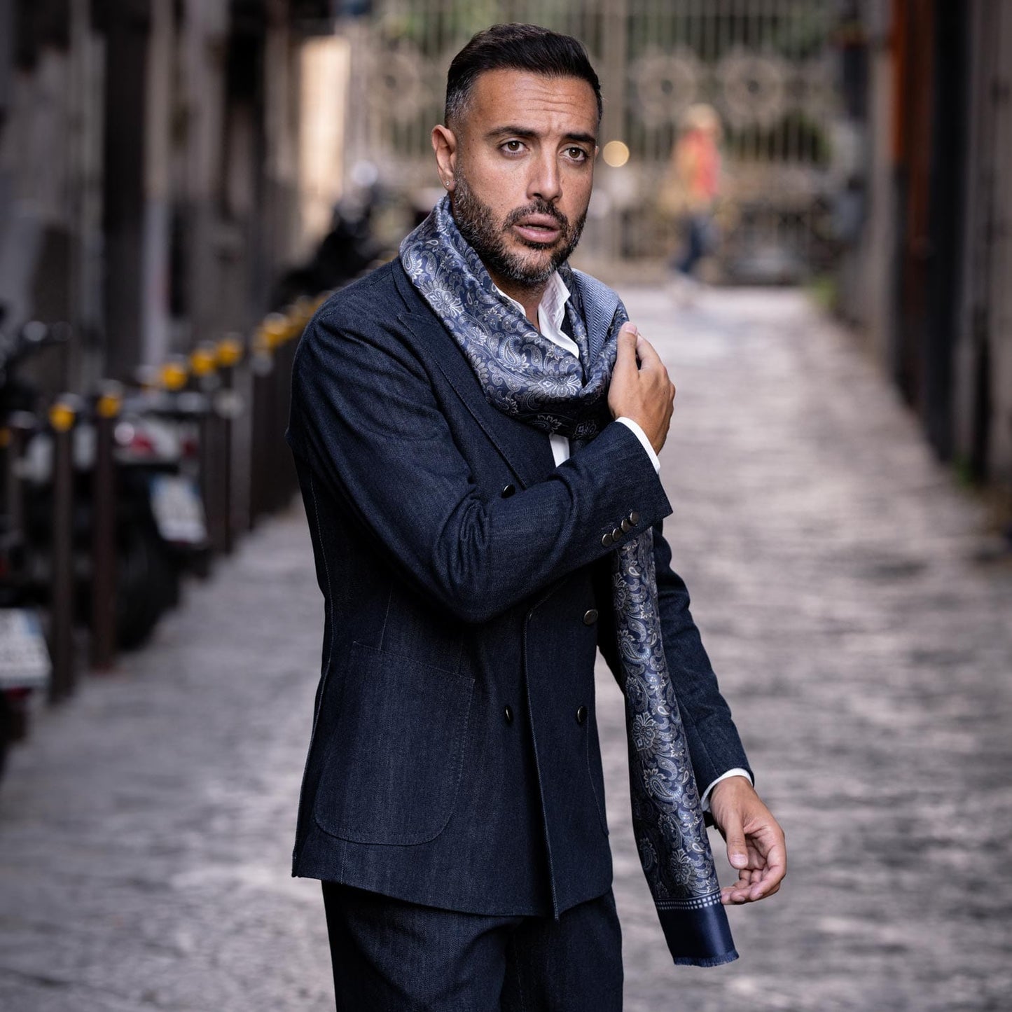 Pasquino - Reversible Silk Scarf - Navy - My Men's Shop
