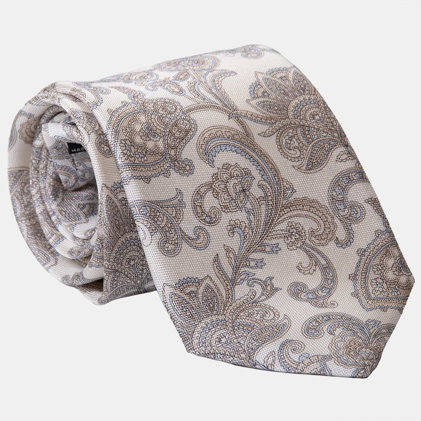 Novara - Printed Silk Tie - Ivory - My Men's Shop