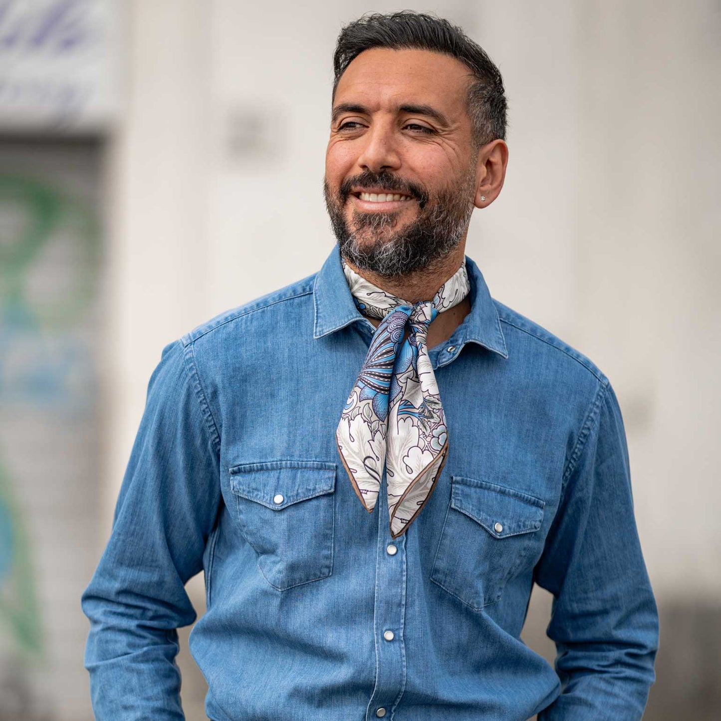 St. James - Silk Neckerchief - Blue and Tan - My Men's Shop