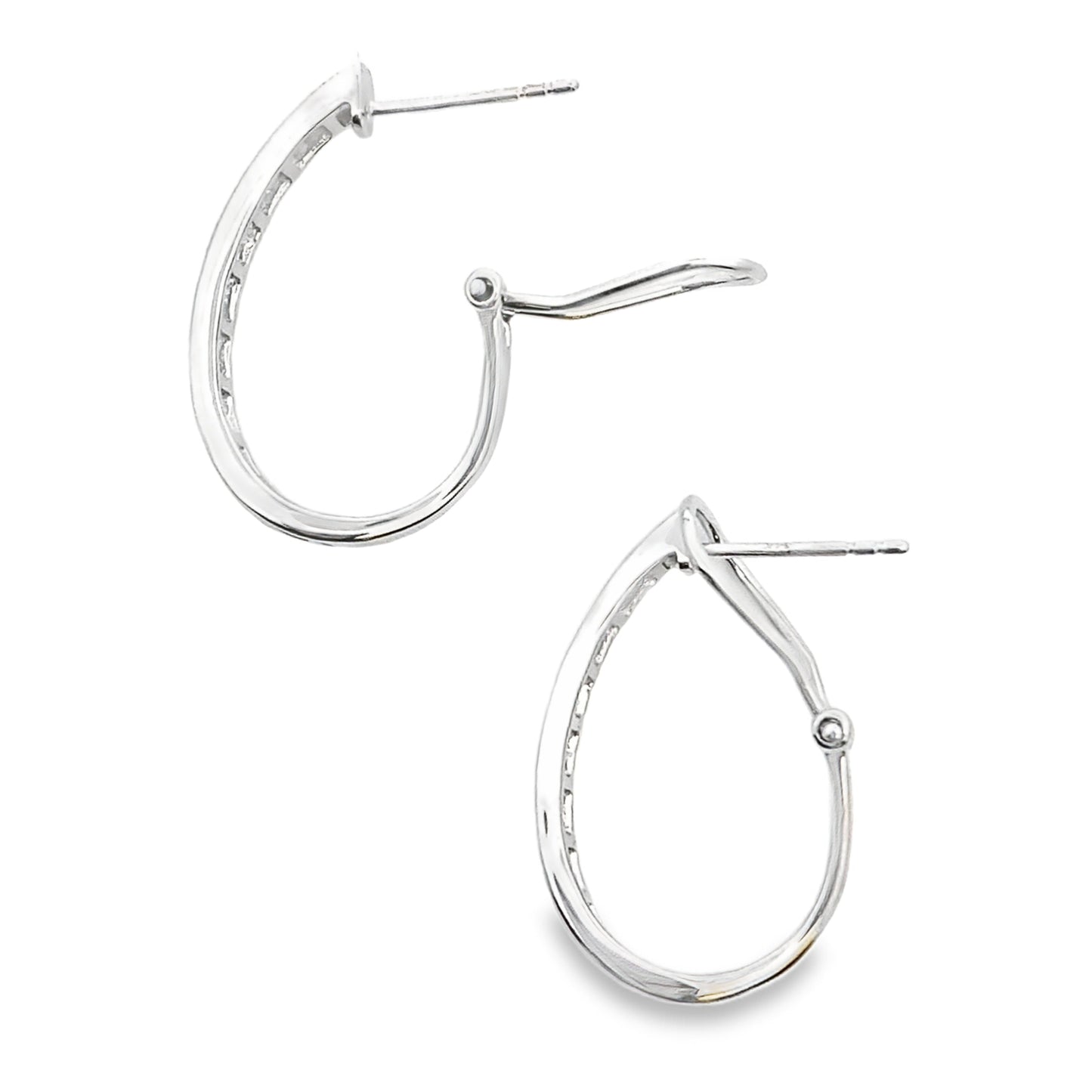 Pendientes de aro de diamante de 1,00 ct en oro blanco de 14 K