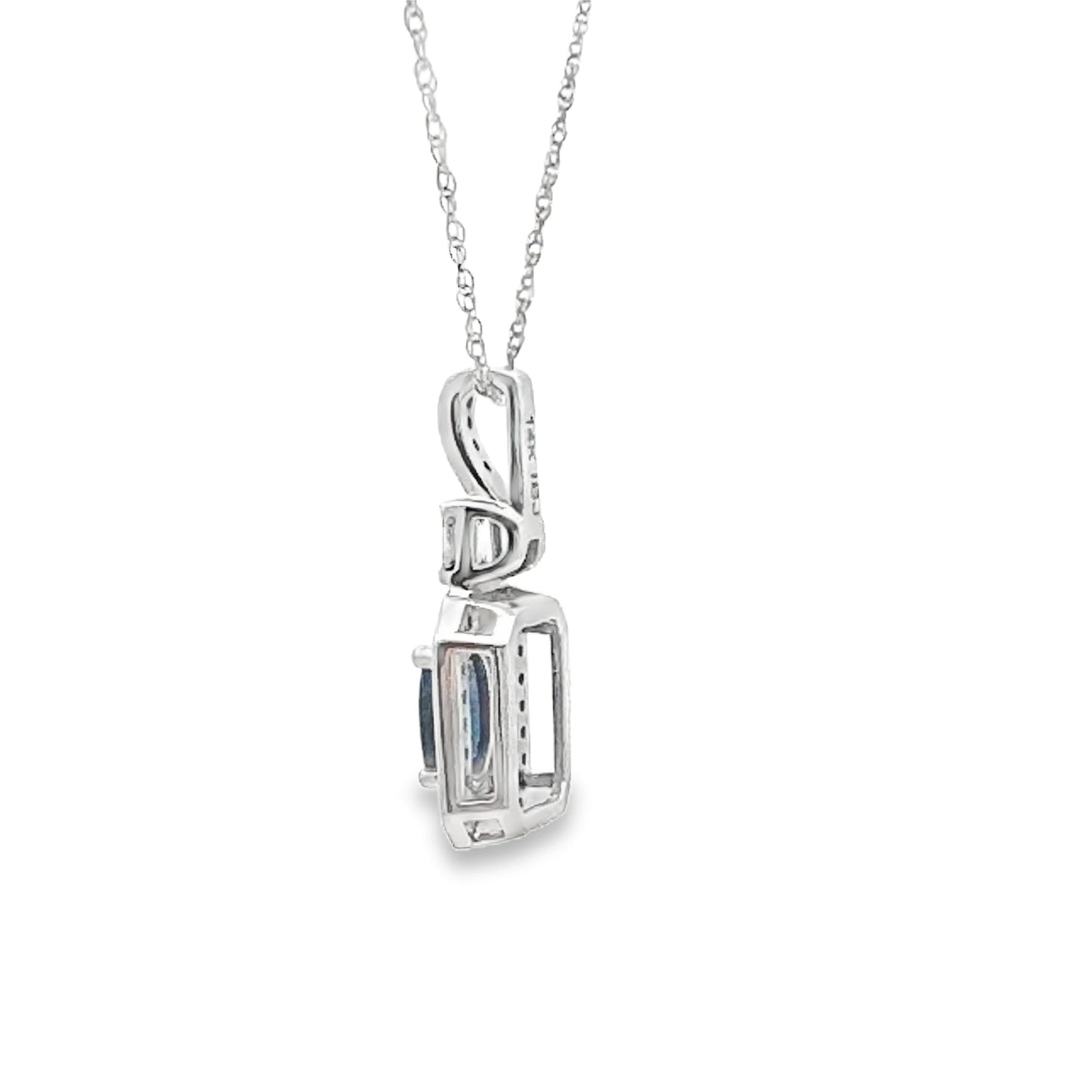Colgantes de moda de zafiro y diamantes de 0,72 ct, oro blanco de 14 kt